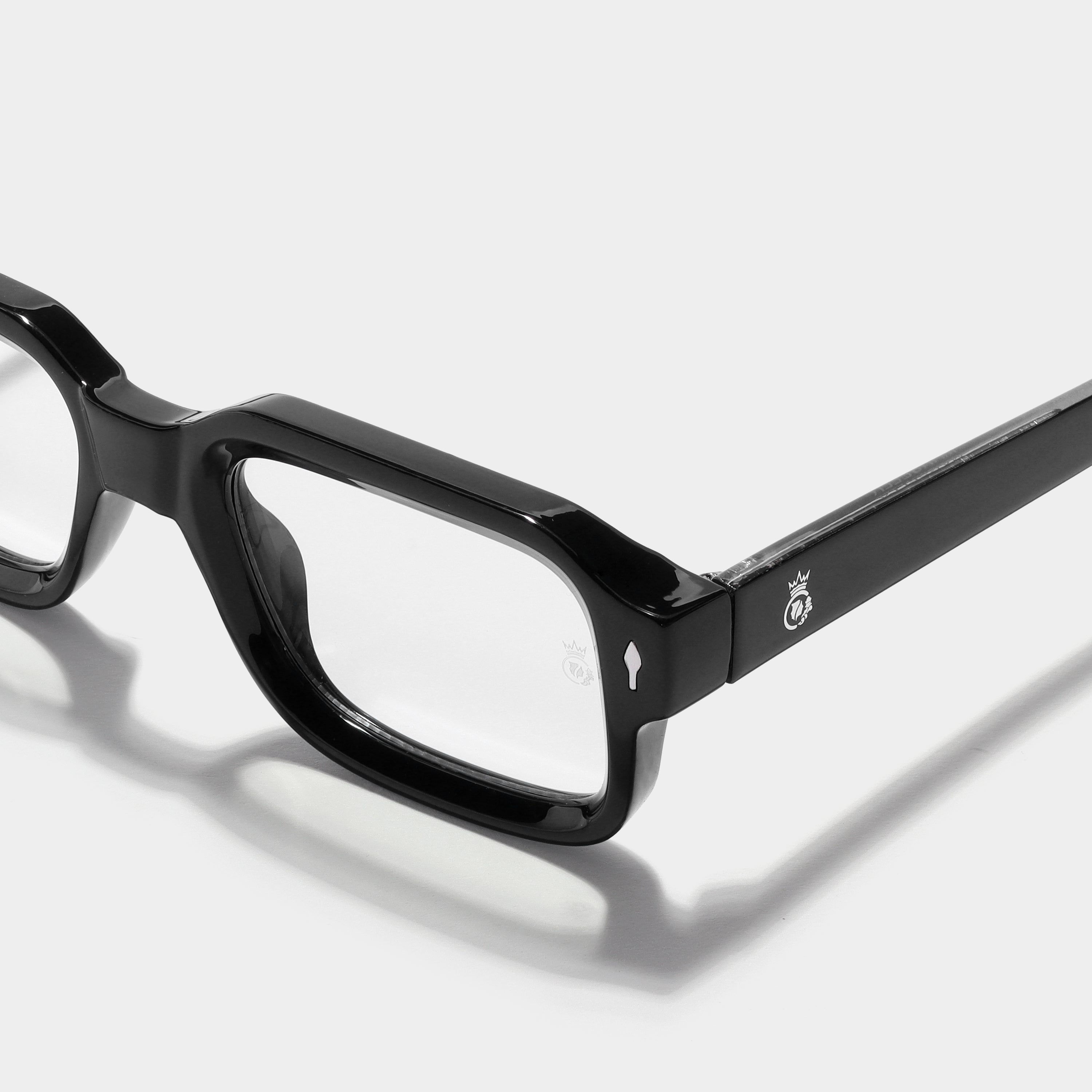 Crownchi Marsella Black Clear Square Sunglasses