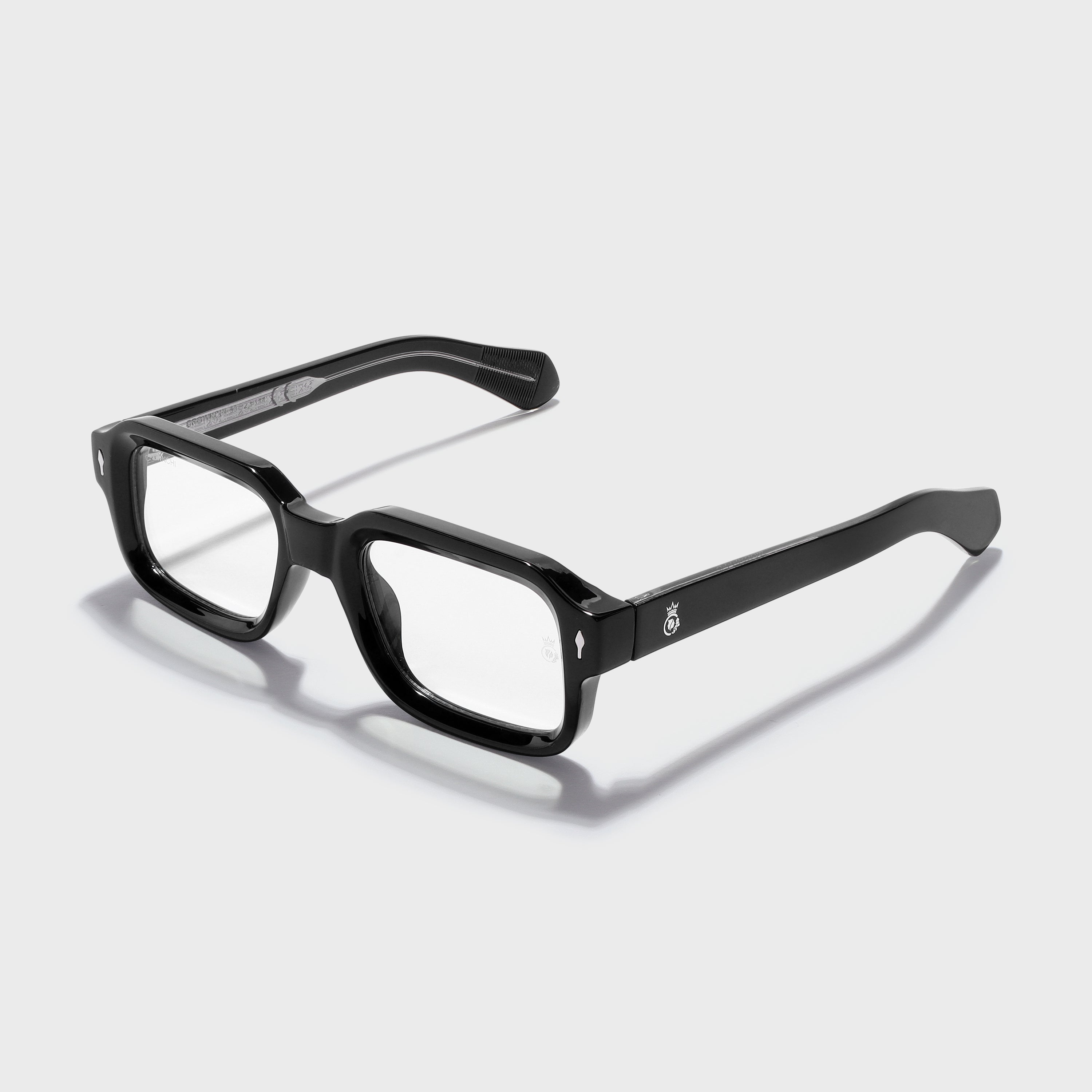 Crownchi Marsella Black Clear Square Sunglasses