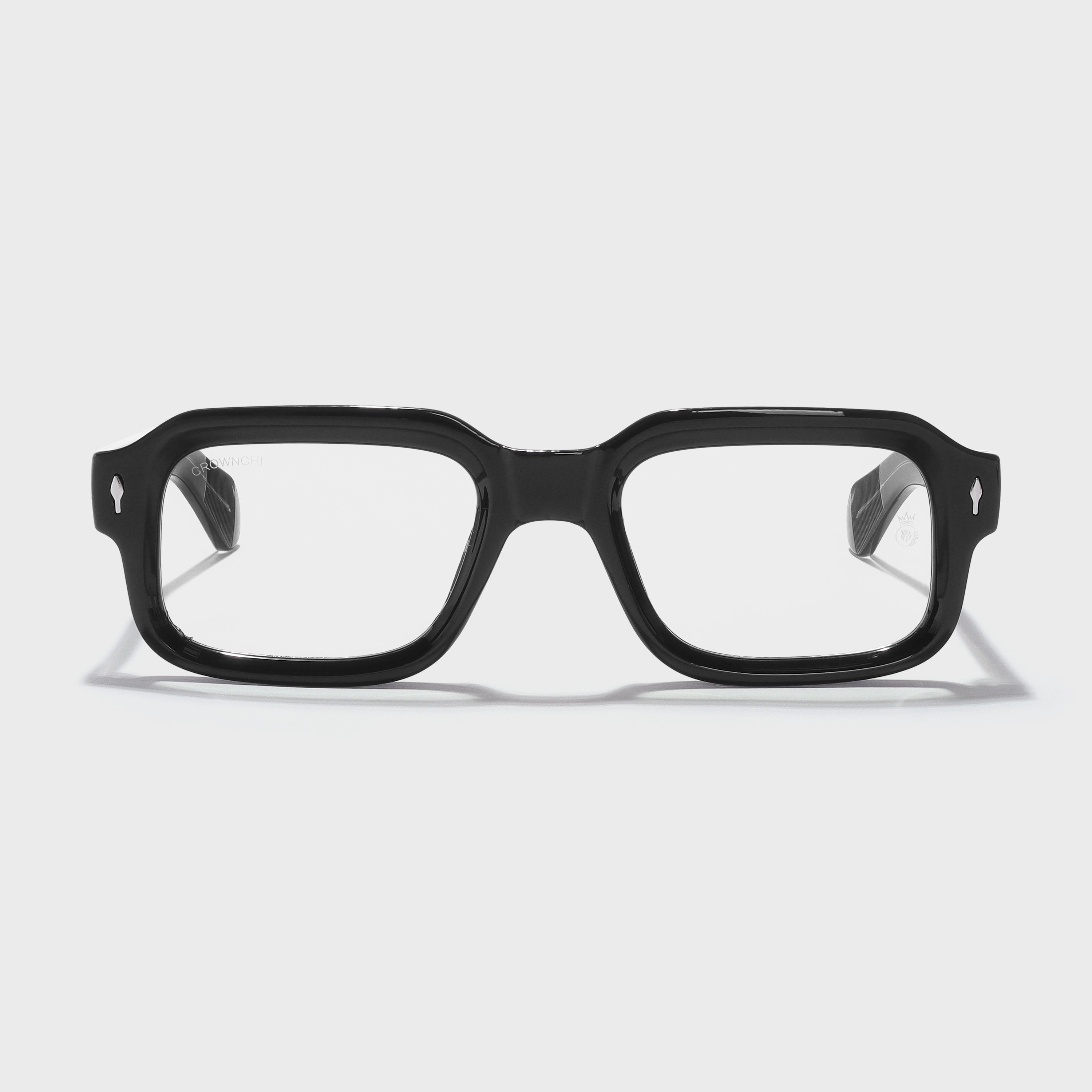 Crownchi Marsella Black Clear Square Sunglasses