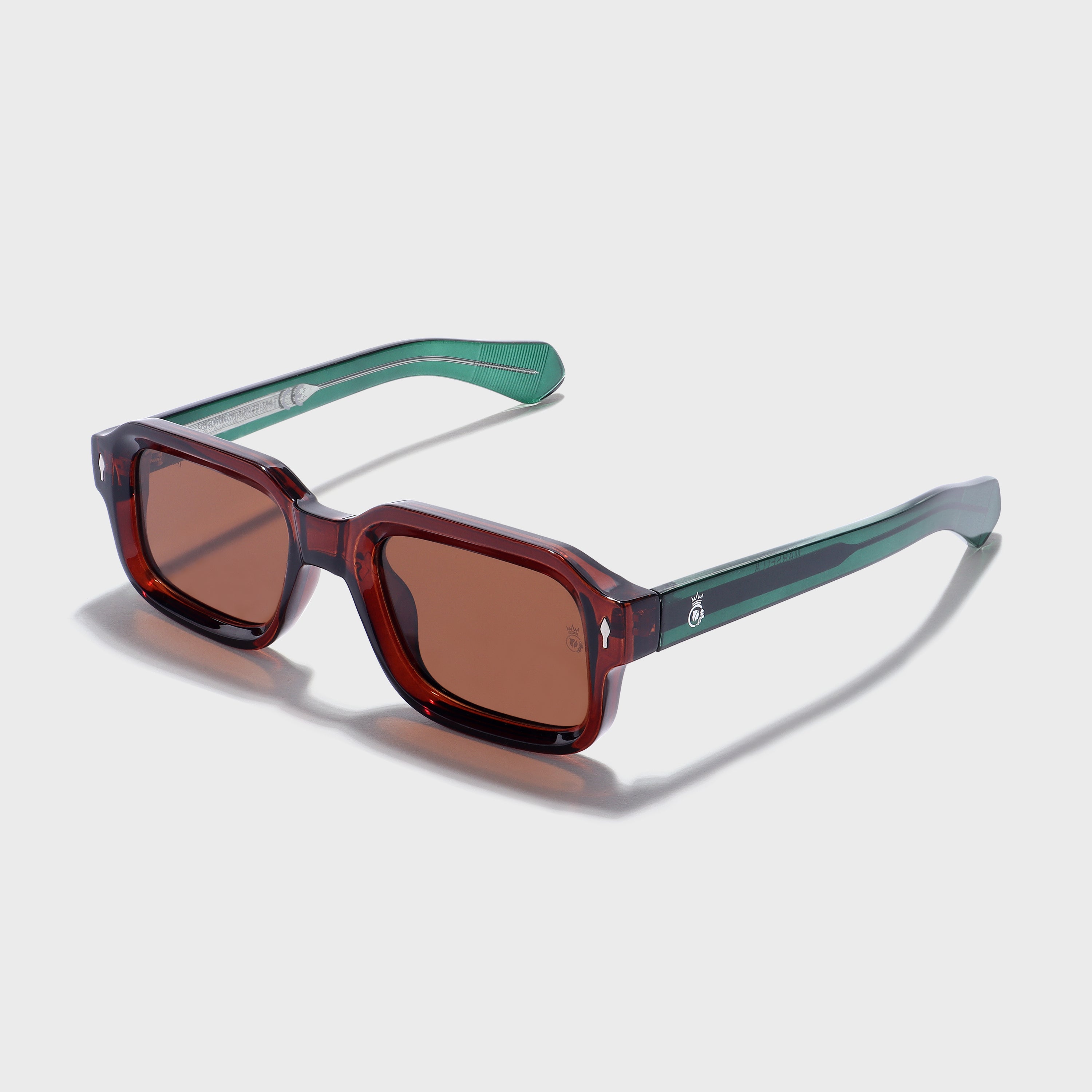 Crownchi Marsella Green Brown Square Sunglasses
