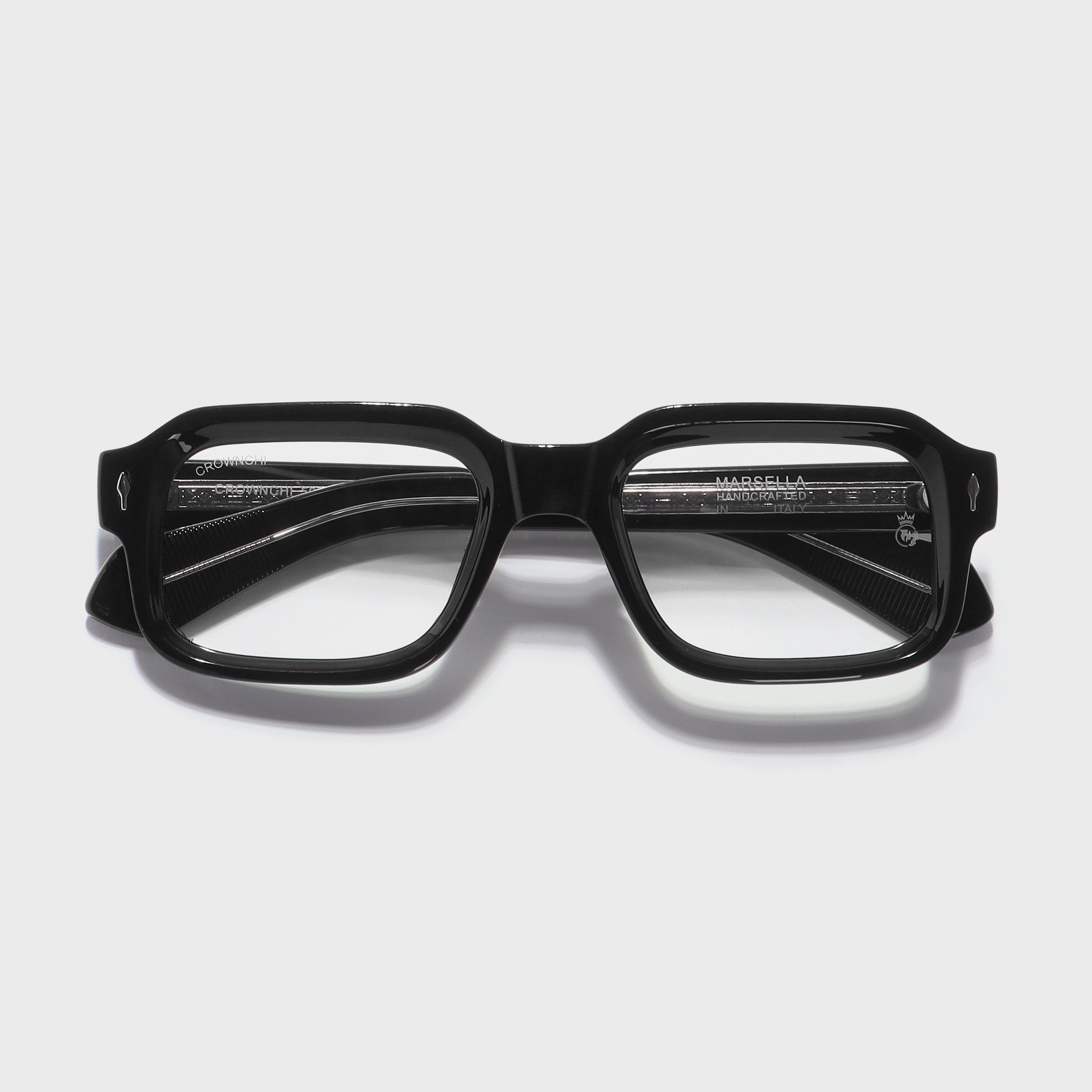 Crownchi Marsella Black Clear Square Sunglasses
