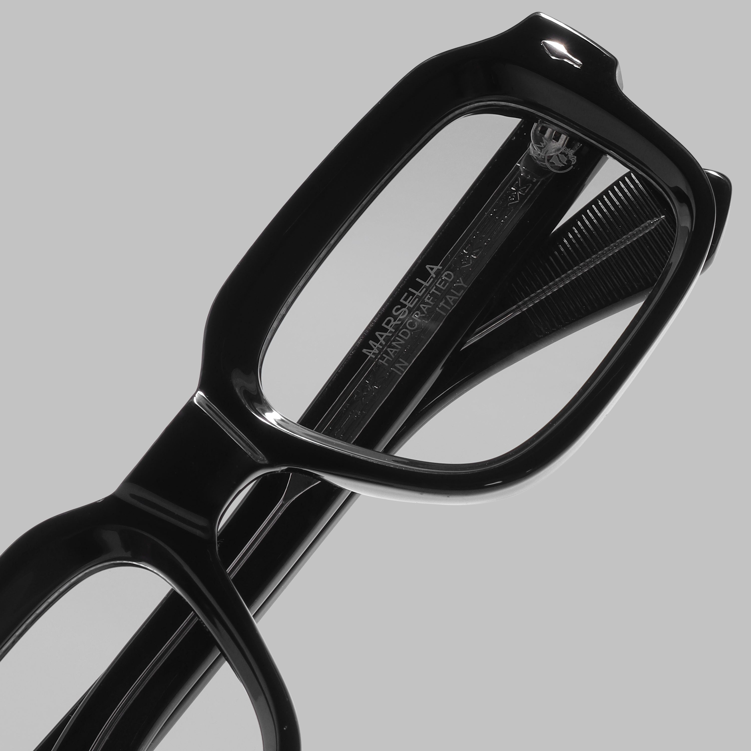 Crownchi Marsella Black Clear Square Sunglasses