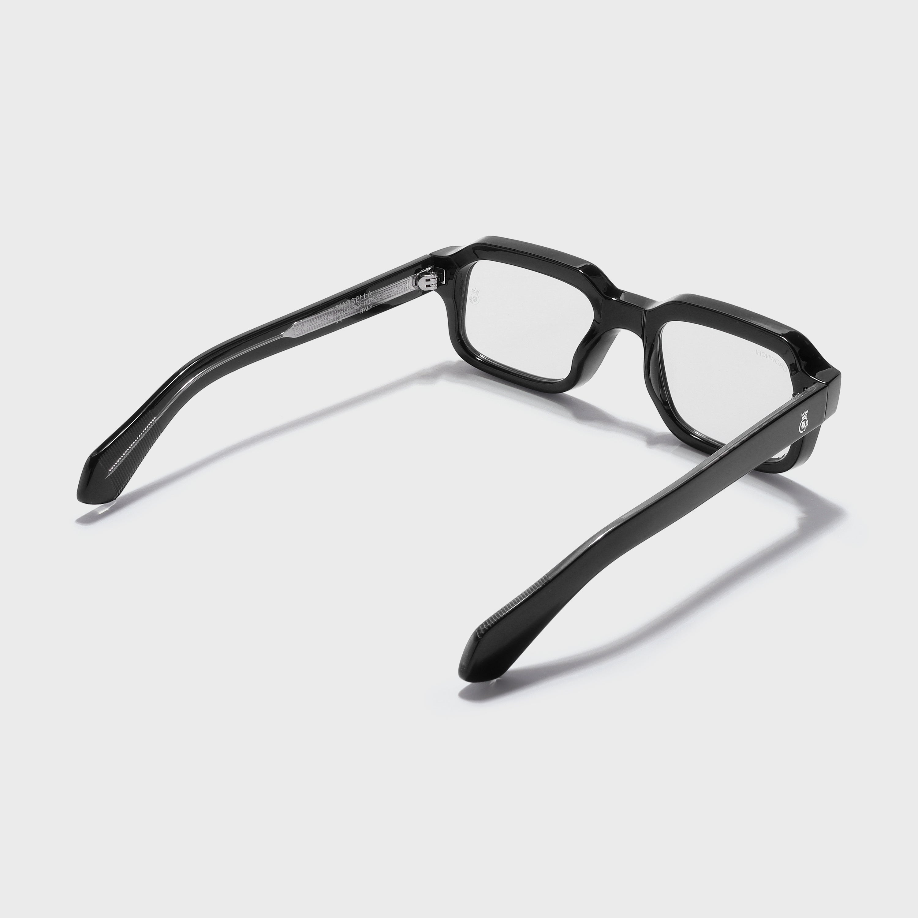 Crownchi Marsella Black Clear Square Sunglasses