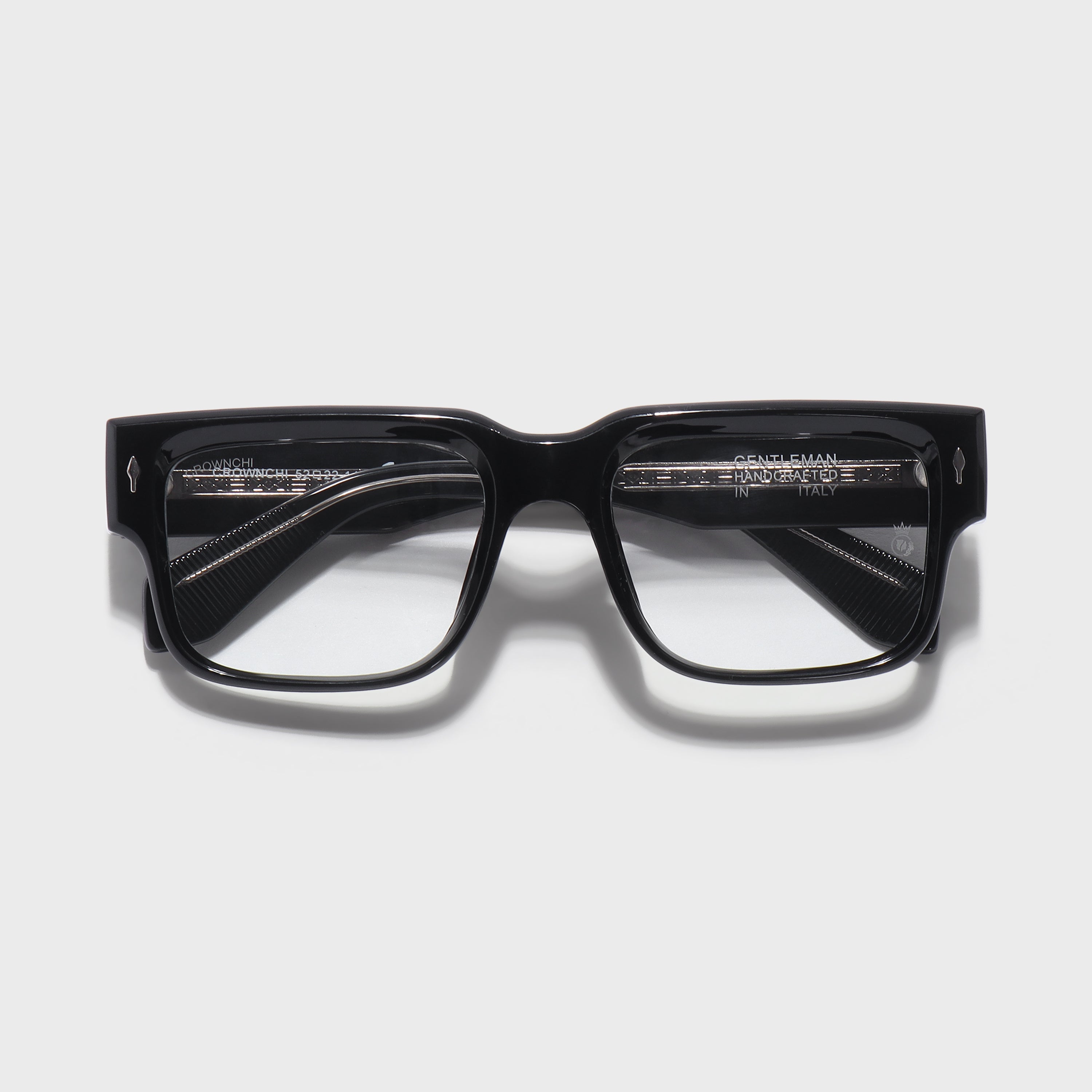 Crownchi Gentleman Black Clear Square Sunglasses