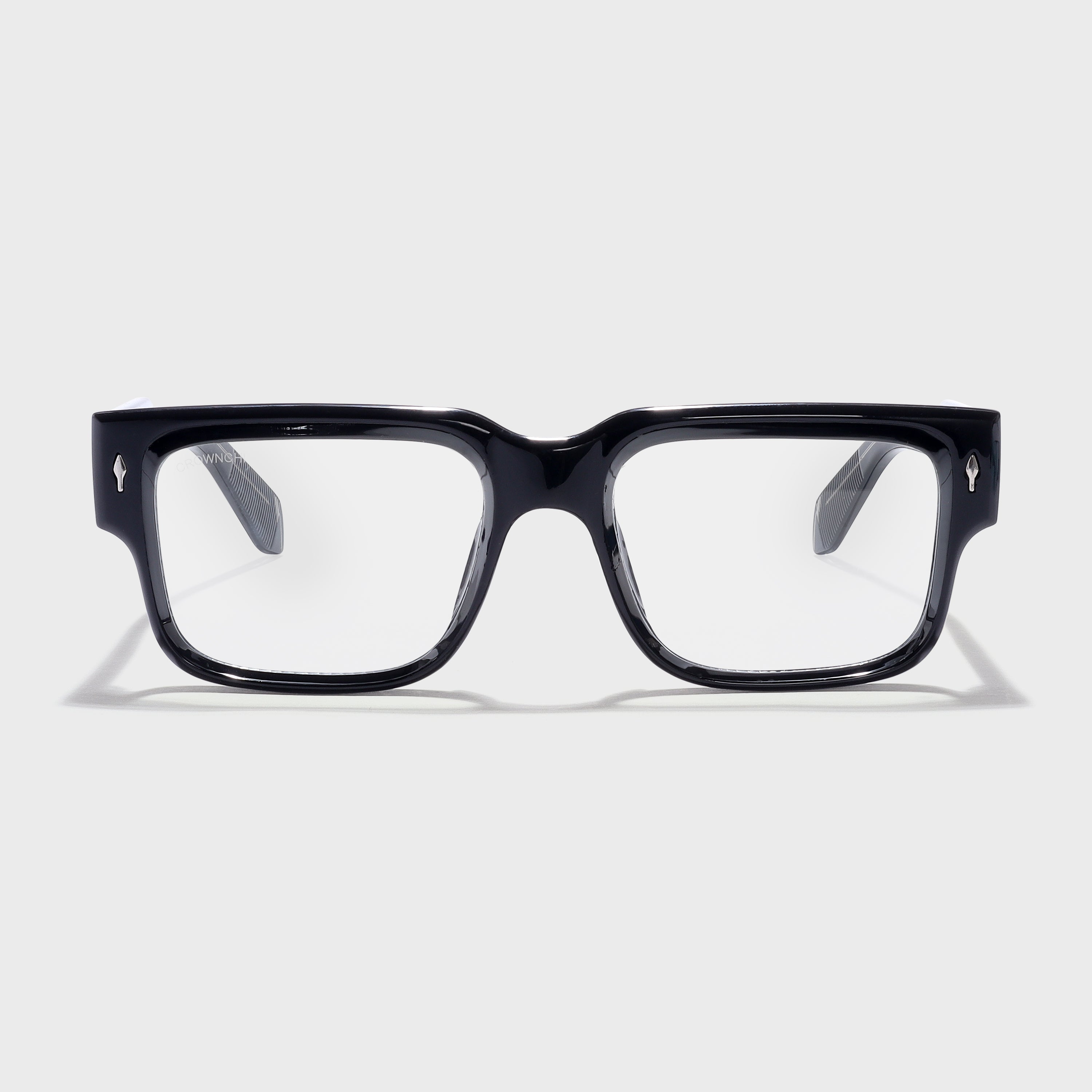 Crownchi Gentleman Black Clear Square Sunglasses