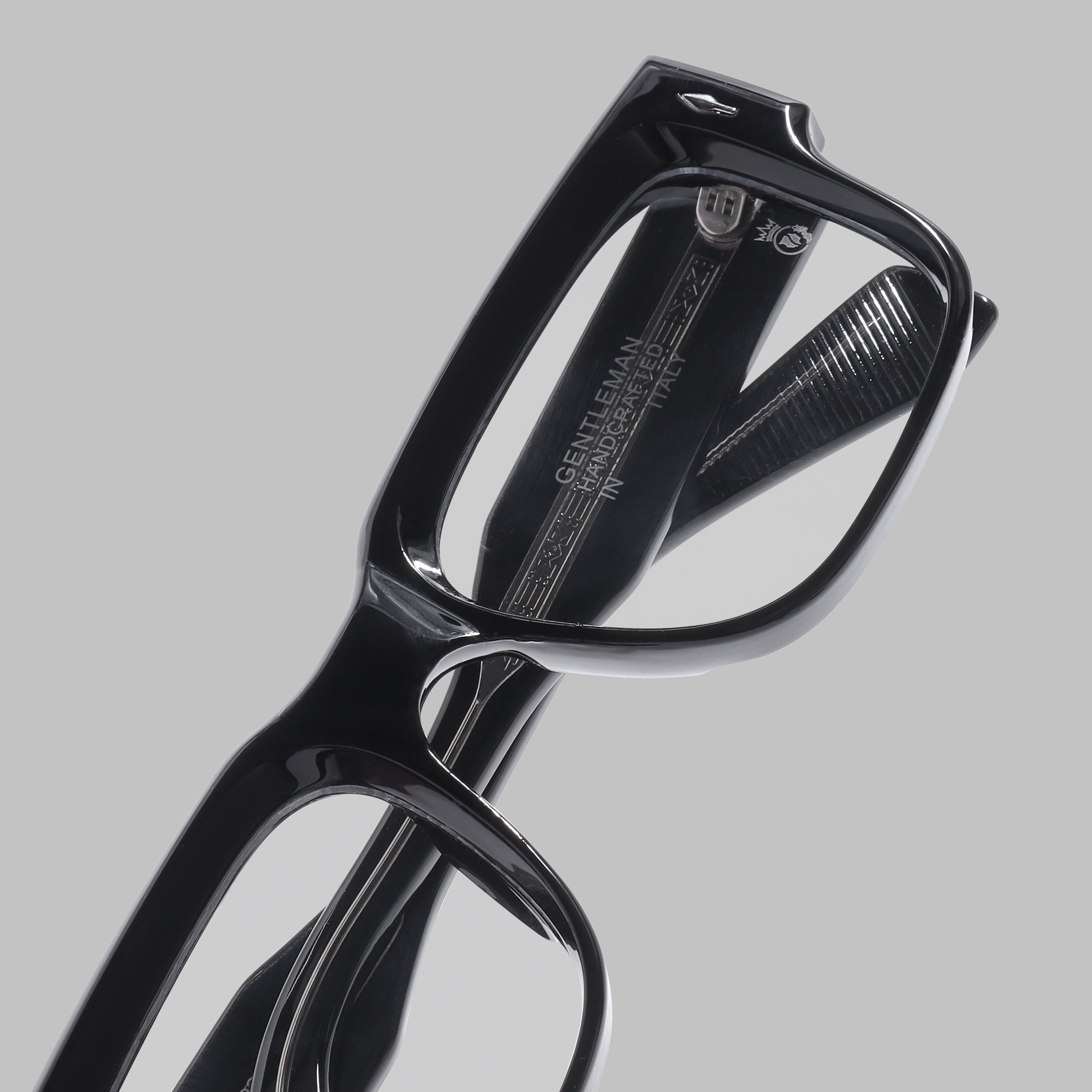Crownchi Gentleman Black Clear Square Sunglasses