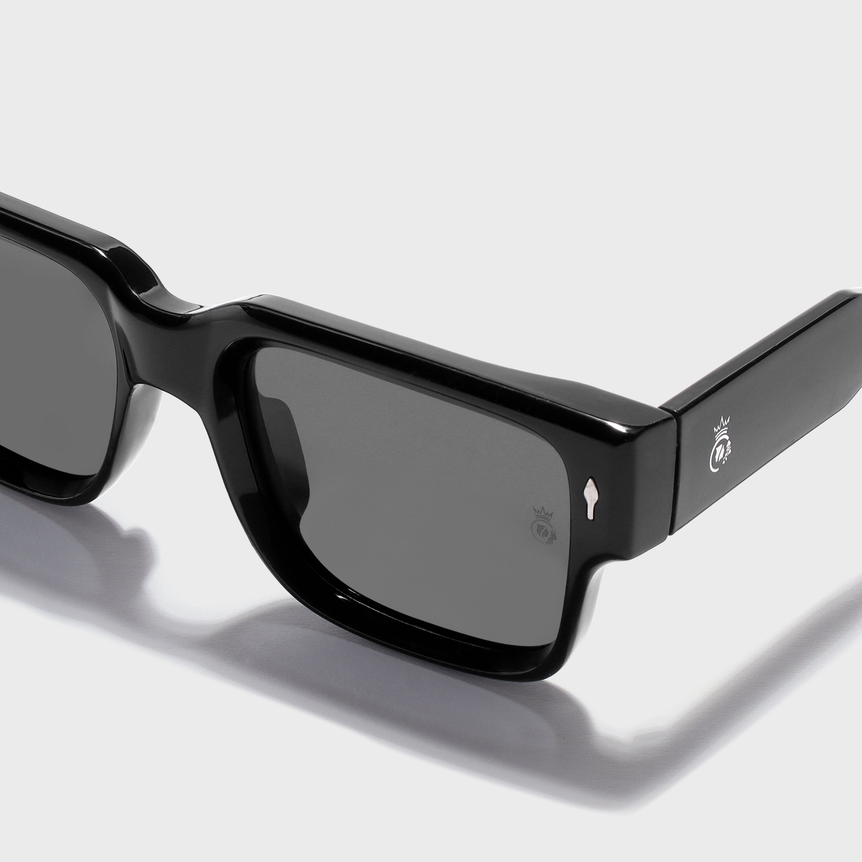 Crownchi Gentleman Full Black Square Sunglasses