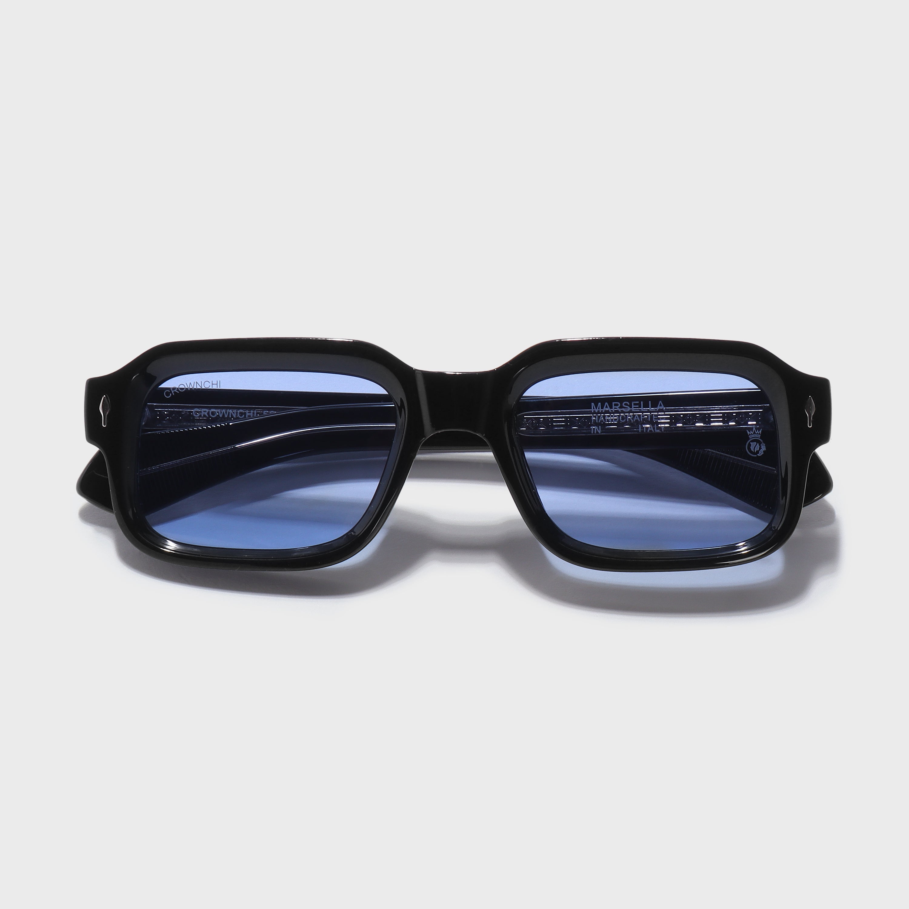 Crownchi Marsella Black Blue Square Sunglasses