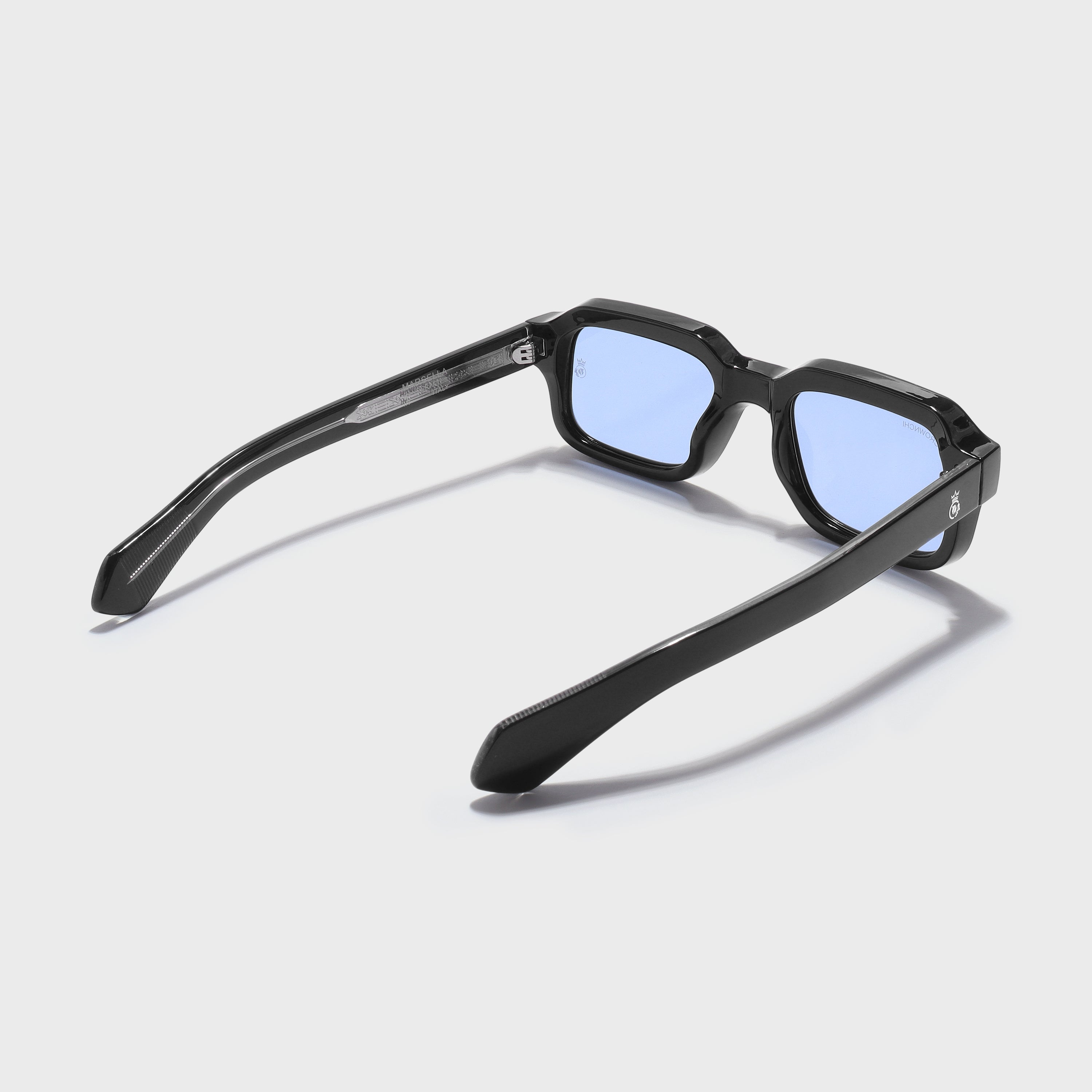 Crownchi Marsella Black Blue Square Sunglasses