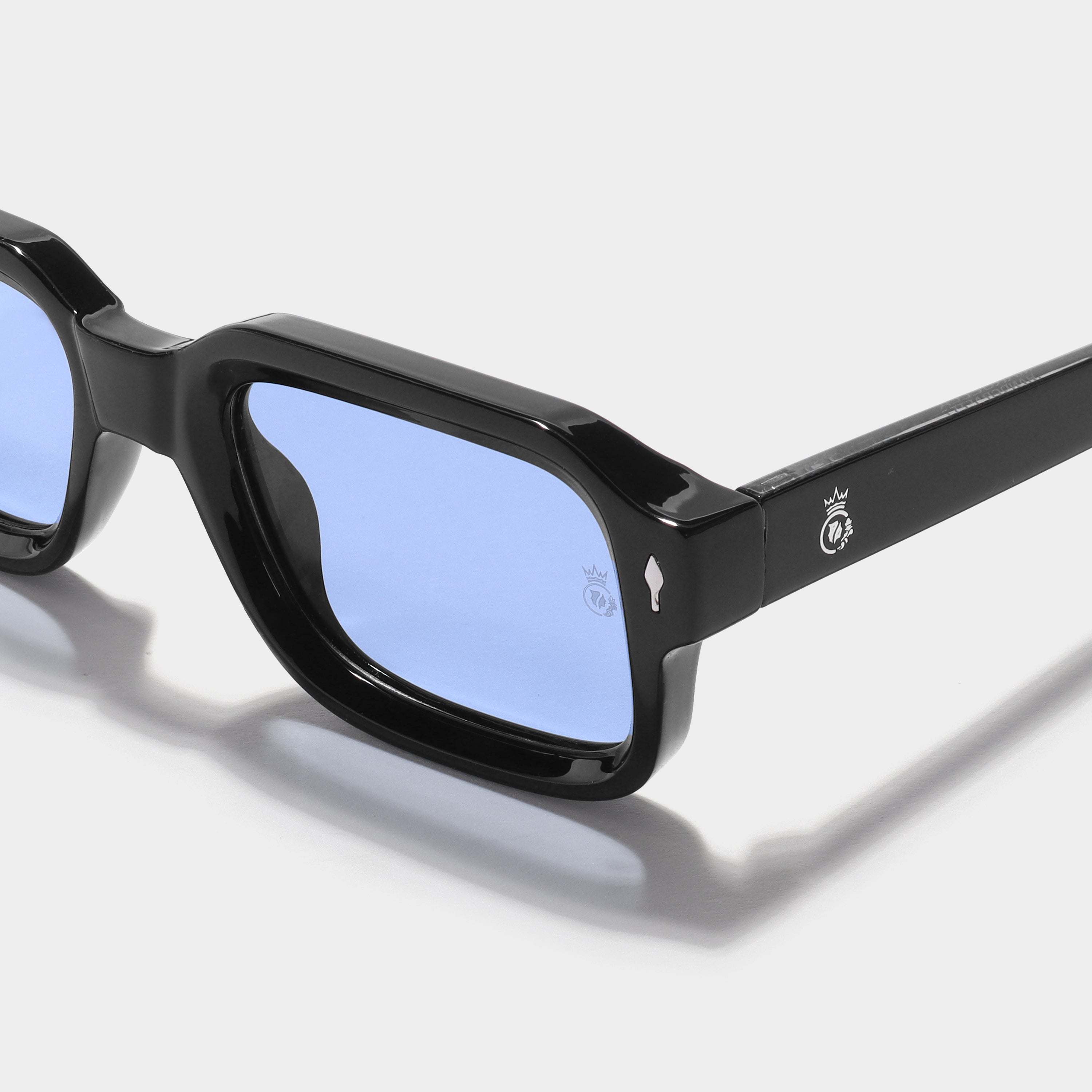 Crownchi Marsella Black Blue Square Sunglasses