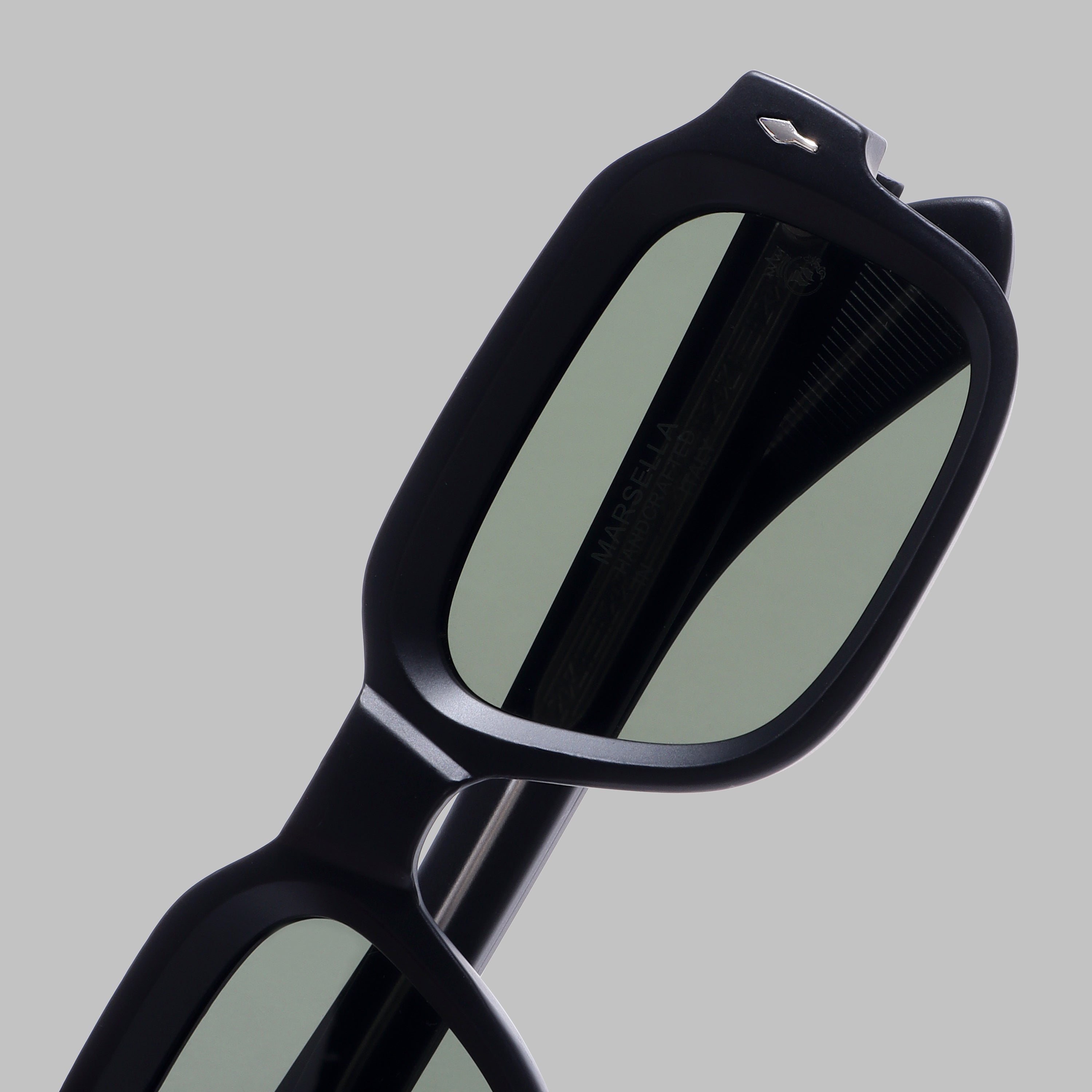 Crownchi Marsella Black Green Square Sunglasses