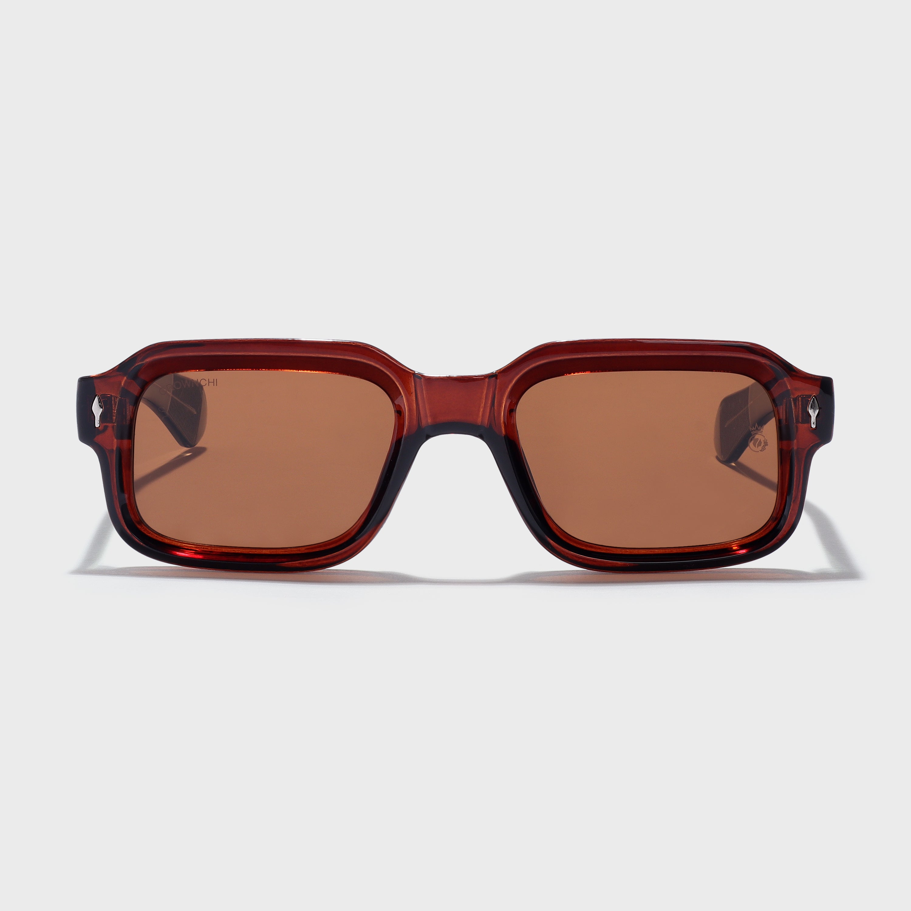 Crownchi Marsella Green Brown Square Sunglasses