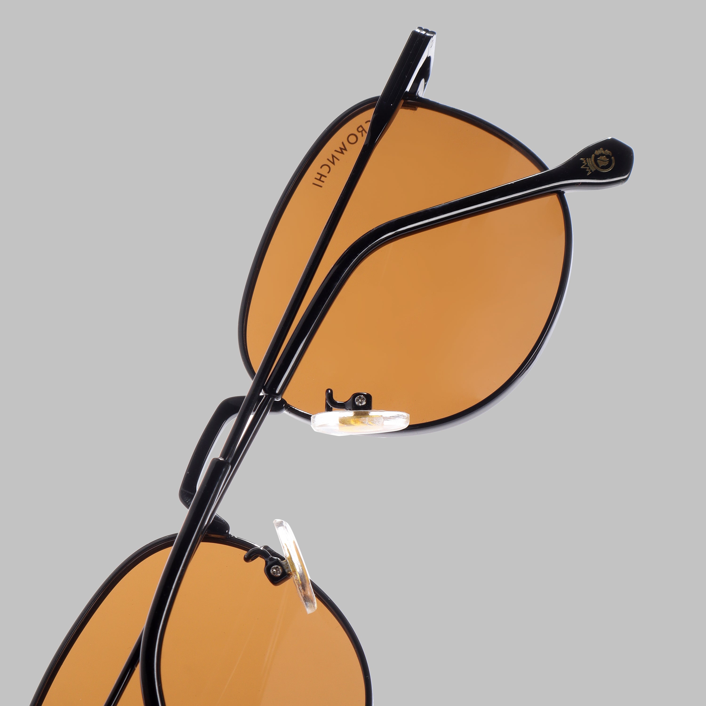 Crownchi Martin Black Brown Round Edition Sunglasses