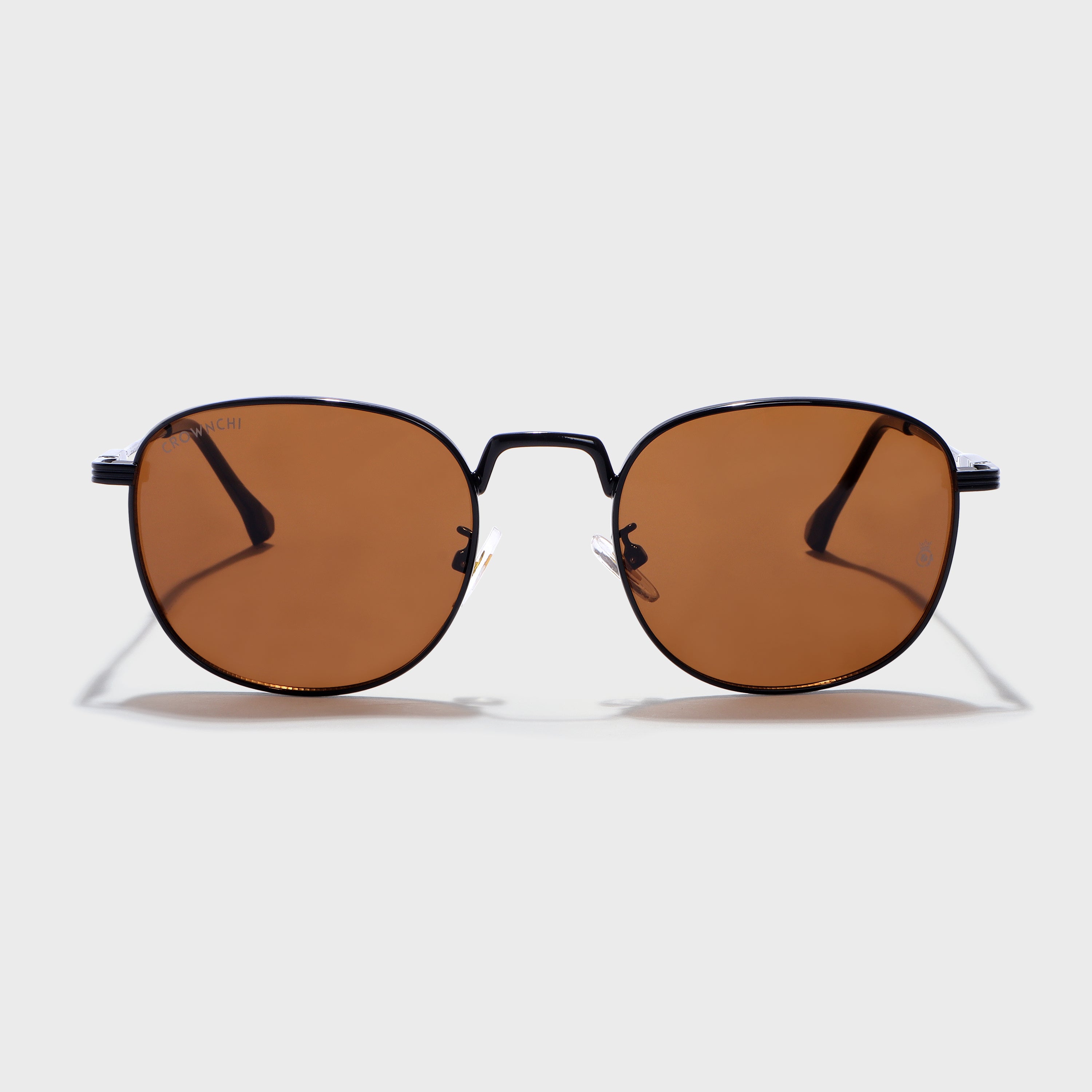 Crownchi Martin Black Brown Round Edition Sunglasses