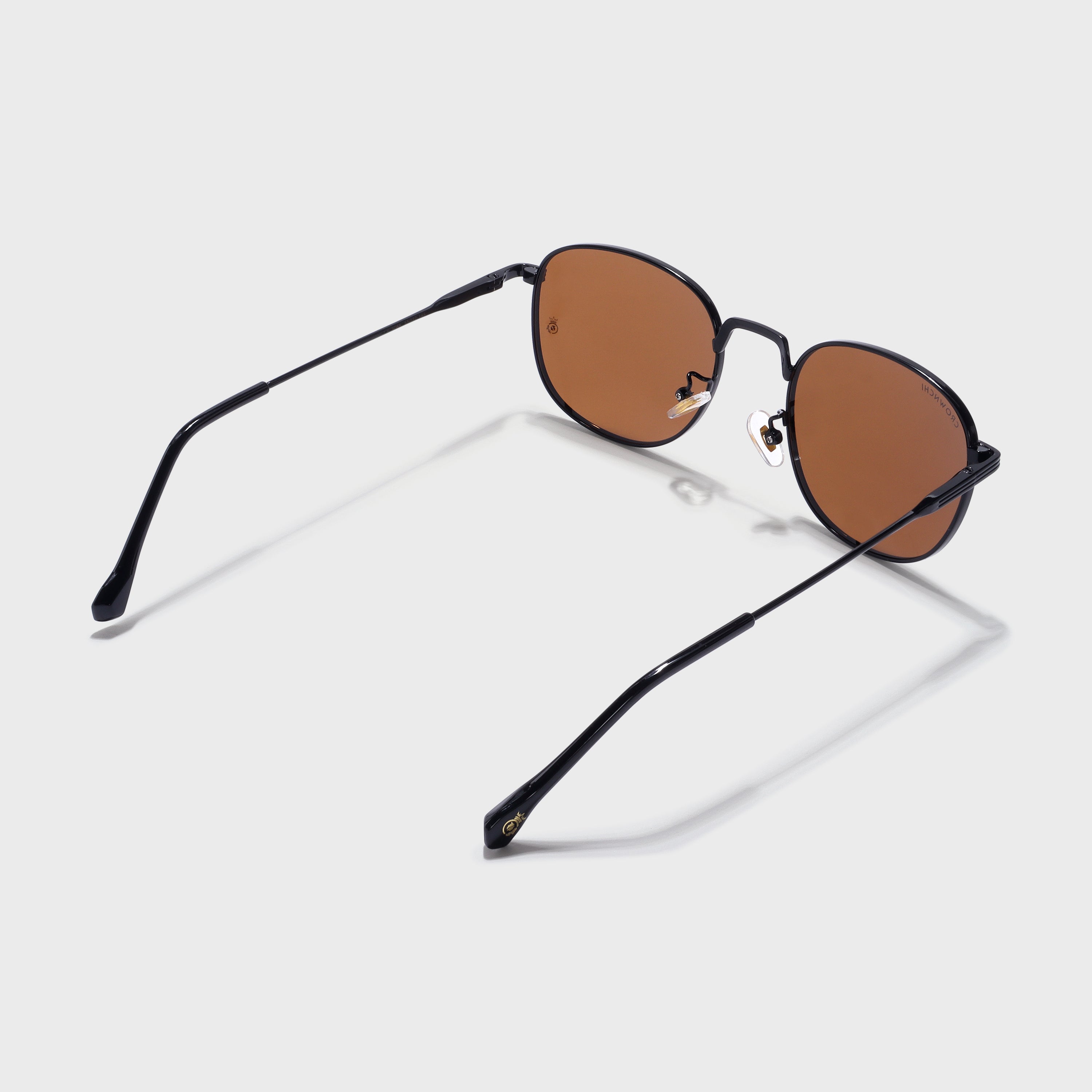 Crownchi Martin Black Brown Round Edition Sunglasses