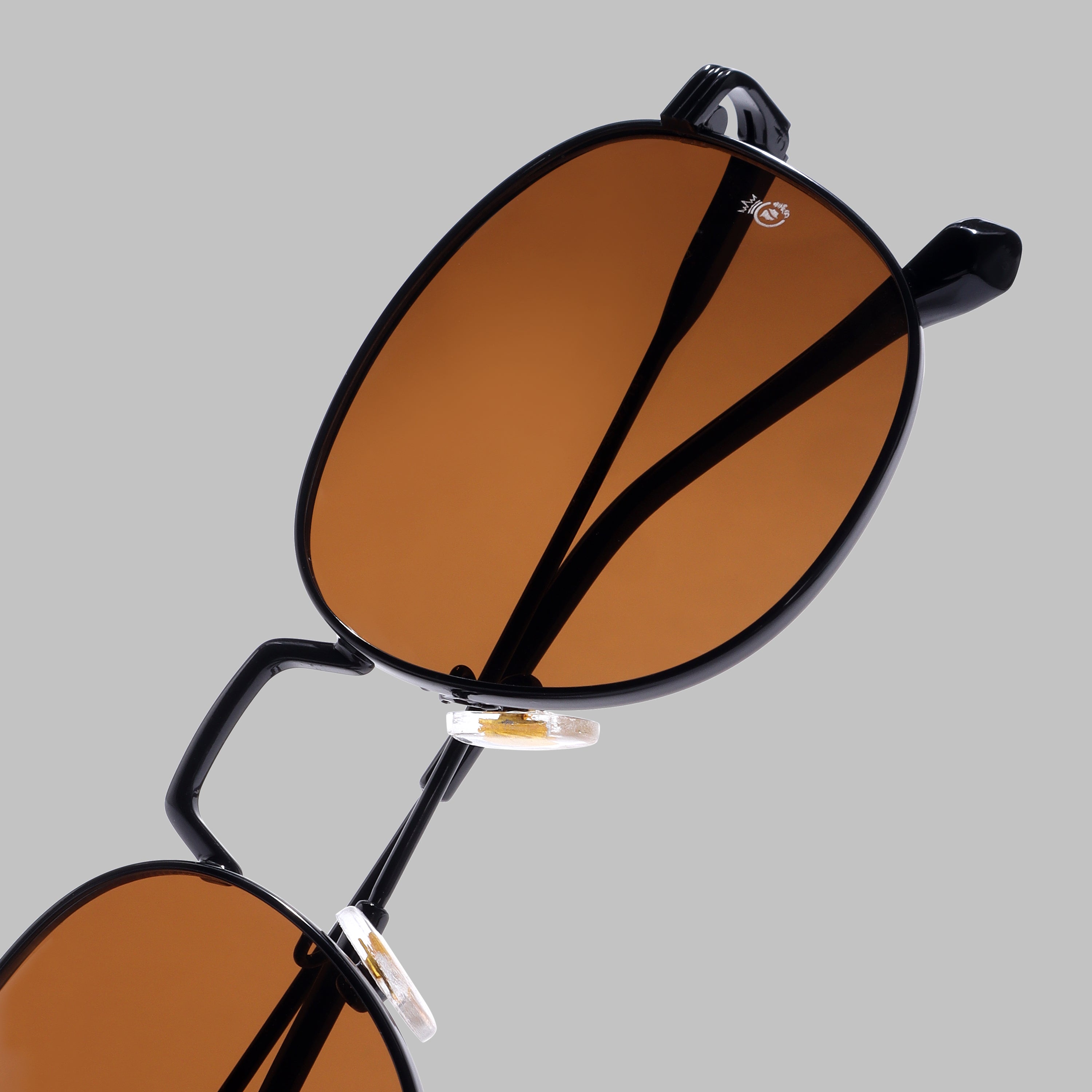 Crownchi Martin Black Brown Round Edition Sunglasses