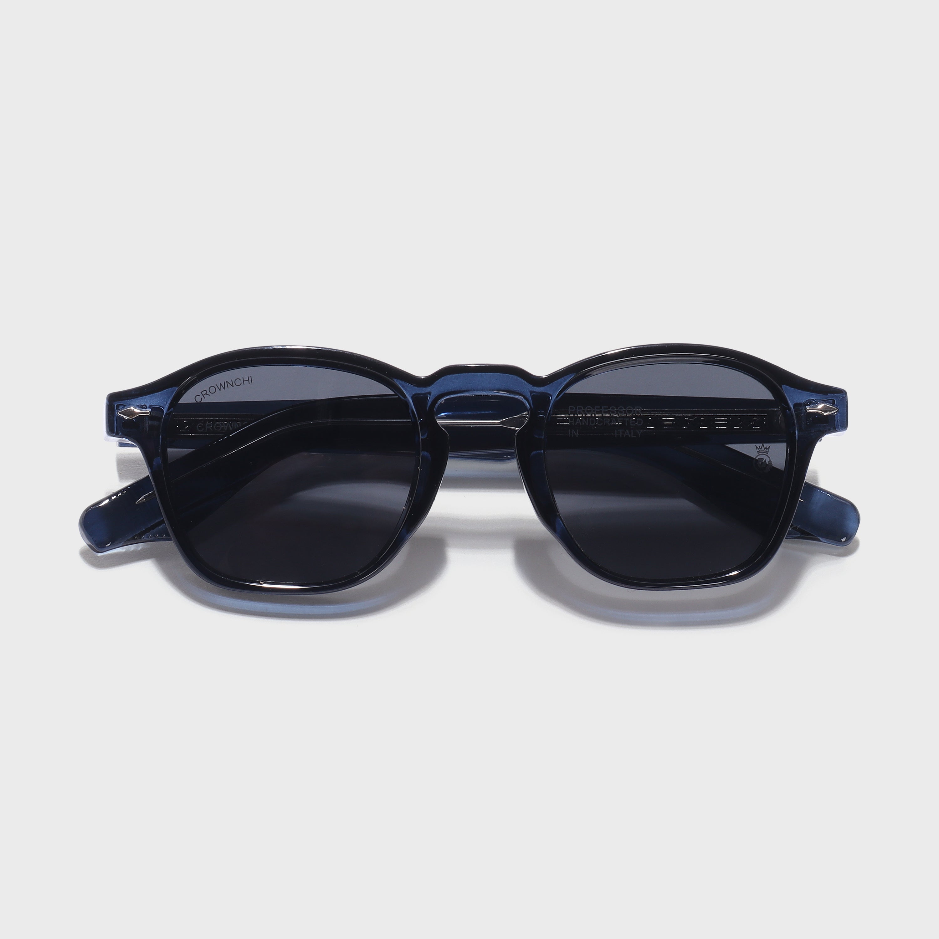Crownchi Professor Blue Black Square Sunglasses