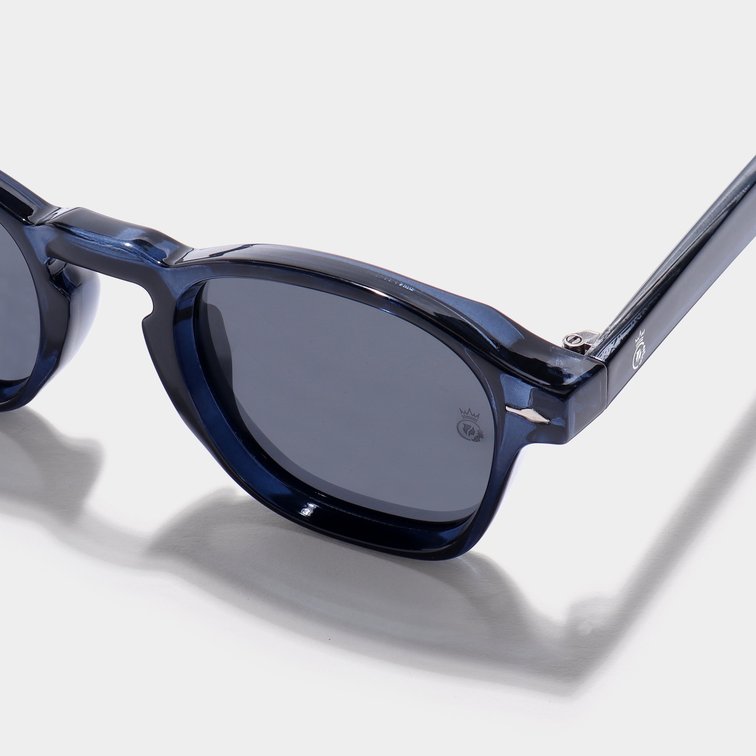 Crownchi Professor Blue Black Square Sunglasses