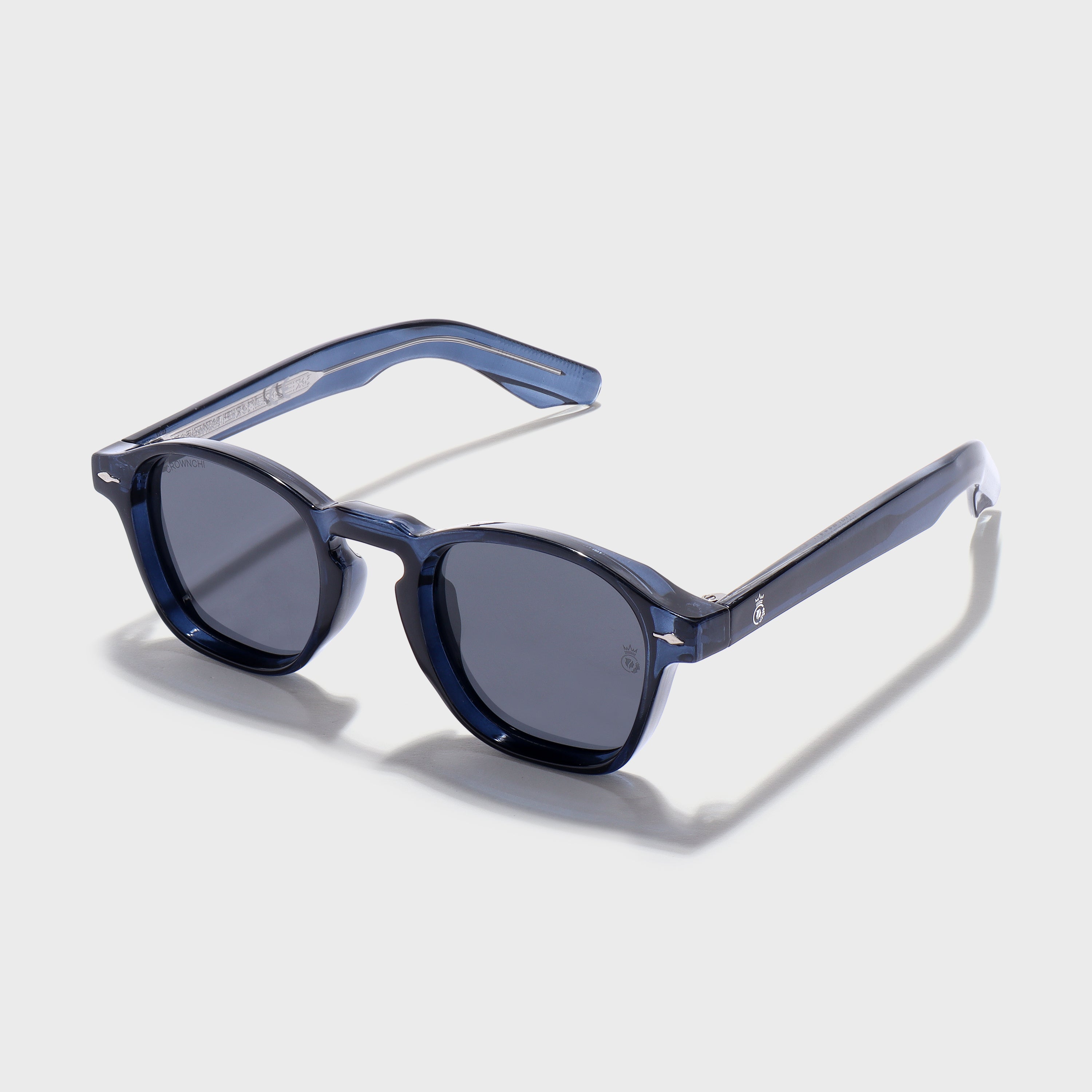 Crownchi Professor Blue Black Square Sunglasses
