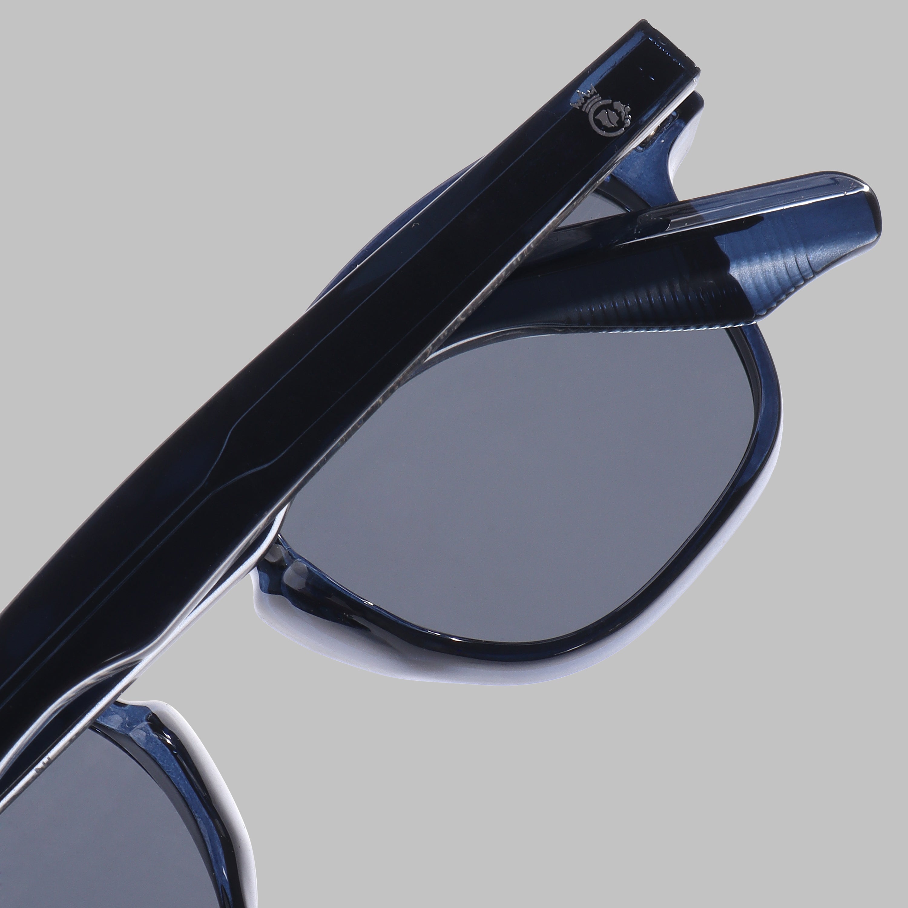 Crownchi Professor Blue Black Square Sunglasses
