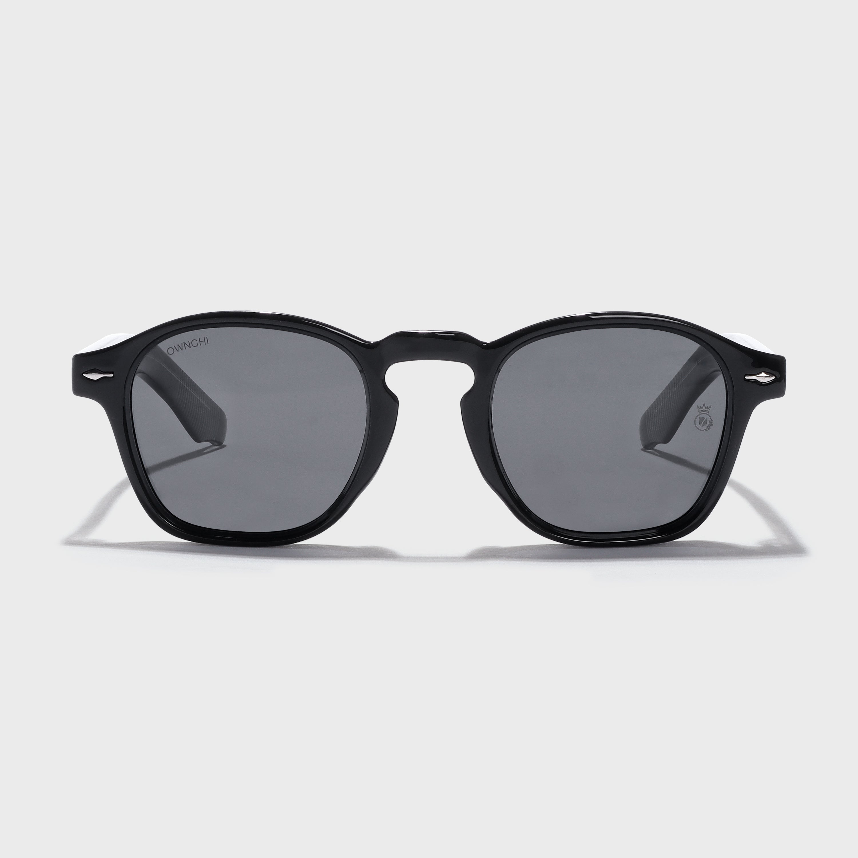 Crownchi Professor Full Black Square Sunglasses