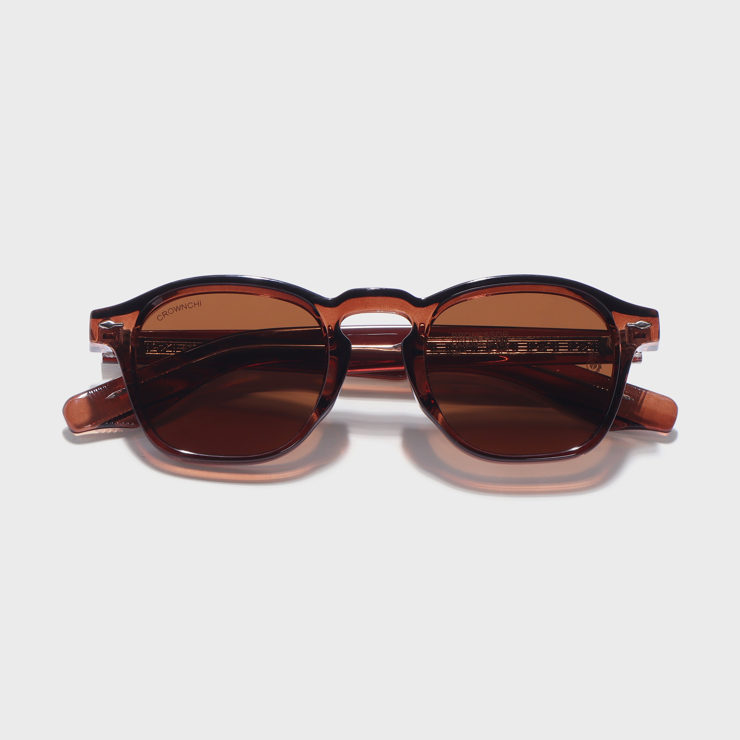 Crownchi Professor Full brown Square Sunglasses