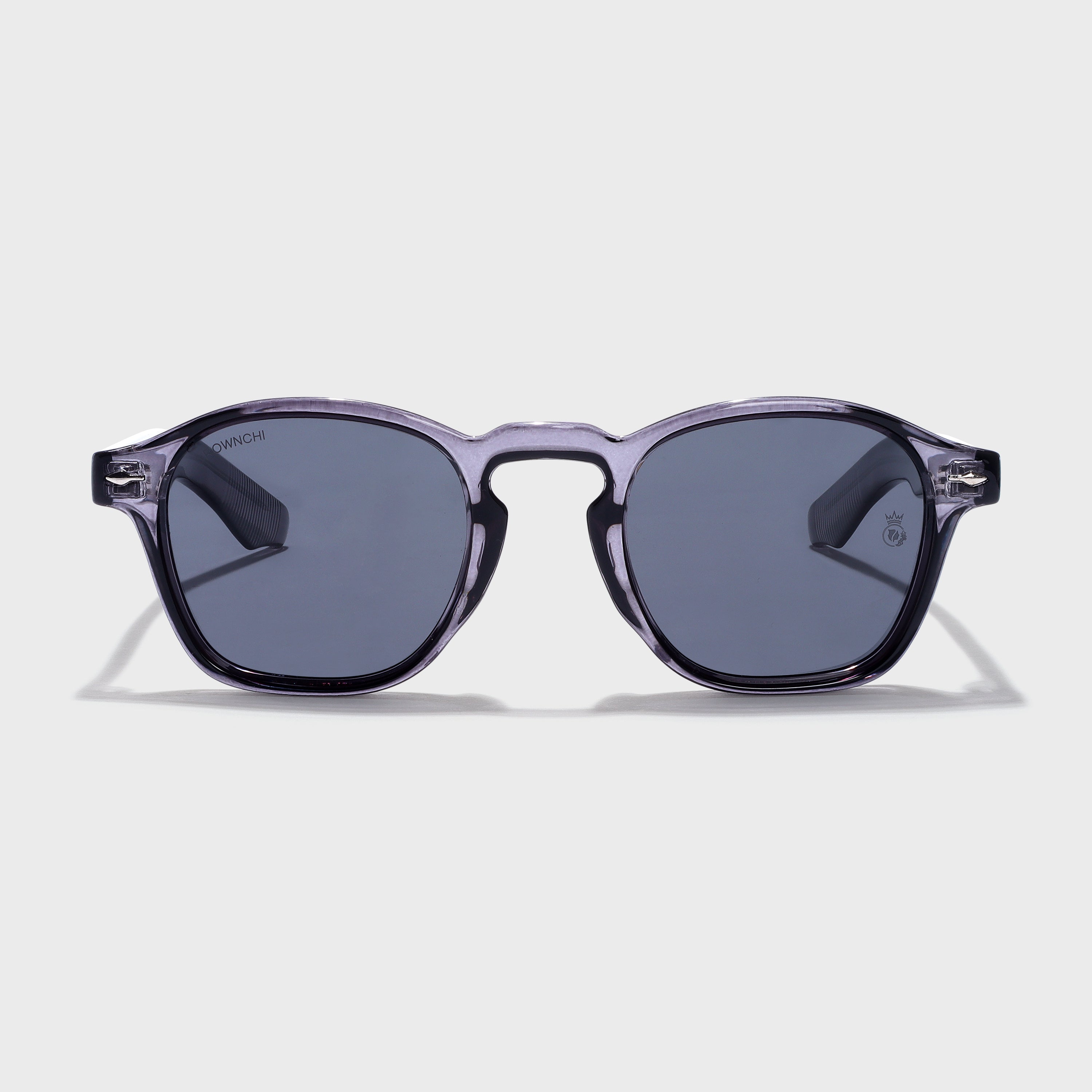 Crownchi Professor Grey Black Square Sunglasses