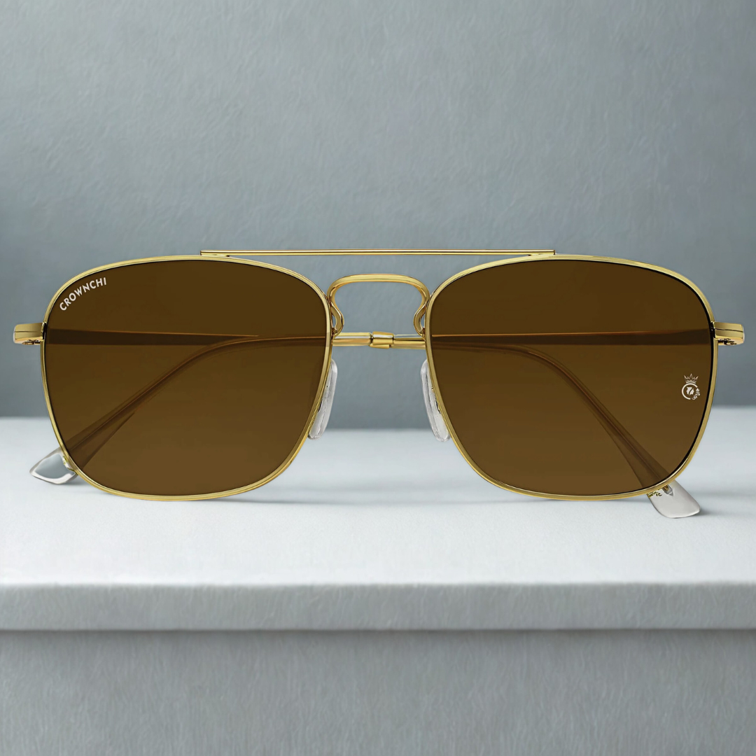 Denver Gold Brown Square Edition Sunglasses