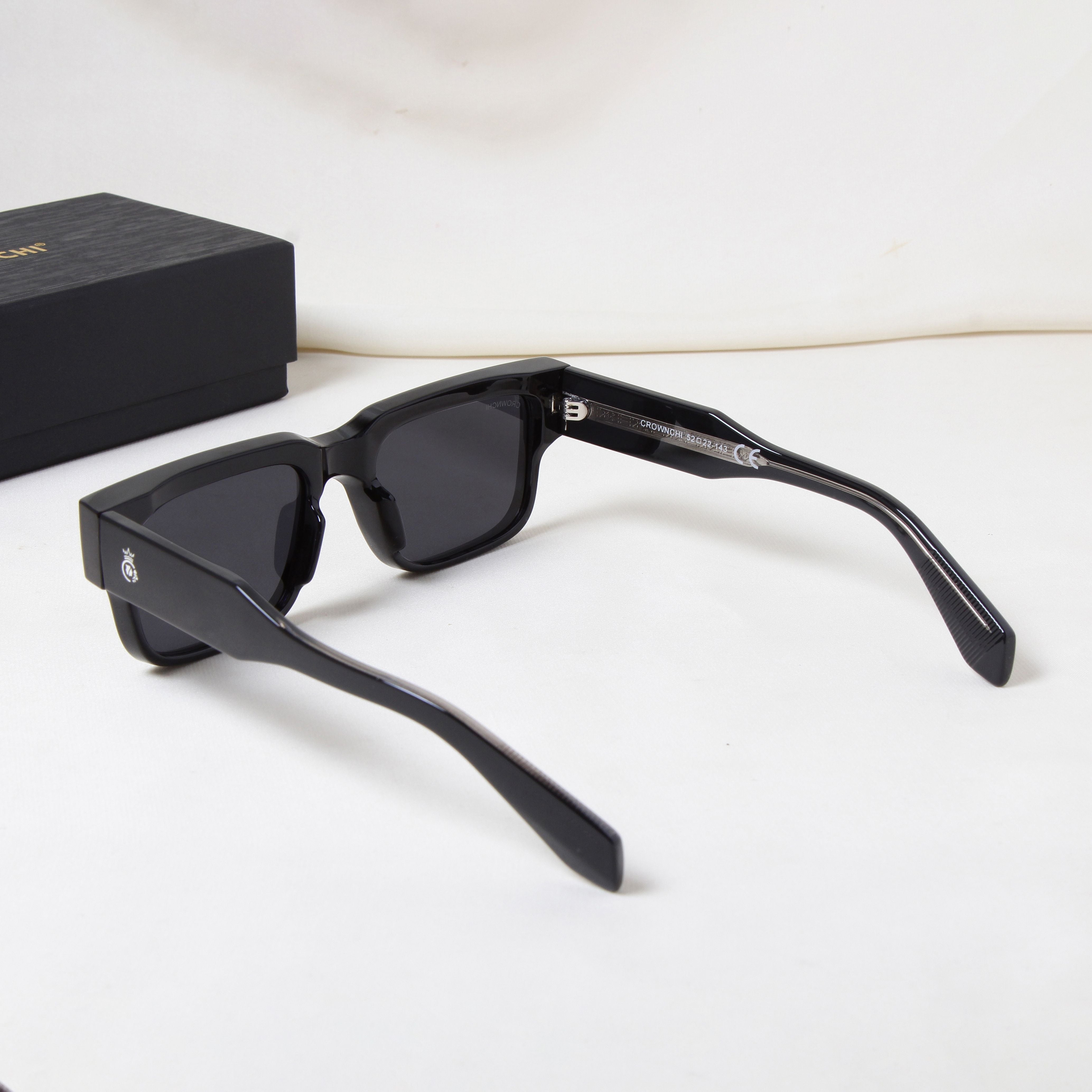 Crownchi Gentleman Full Black Square Sunglasses