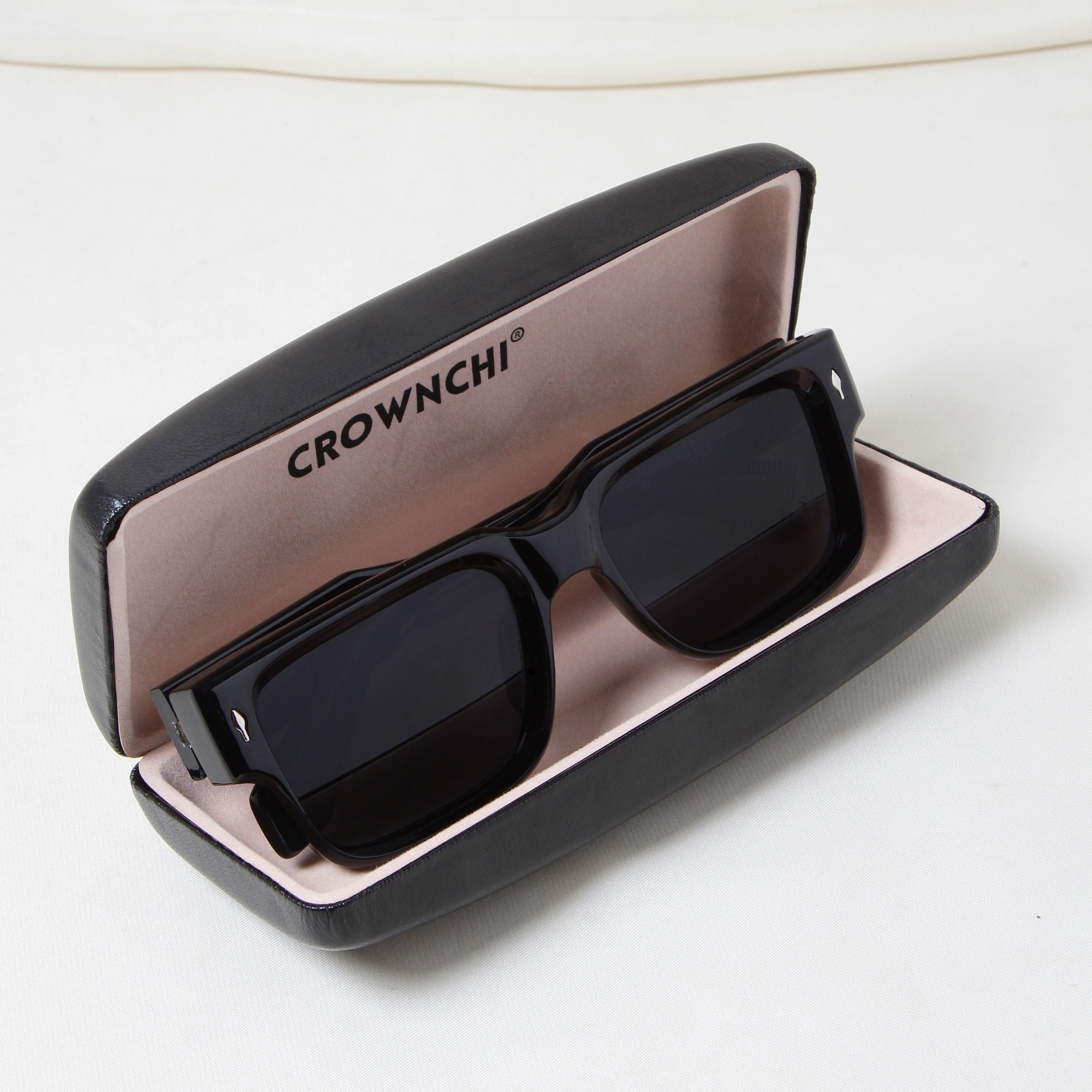 Crownchi Gentleman Full Black Square Sunglasses
