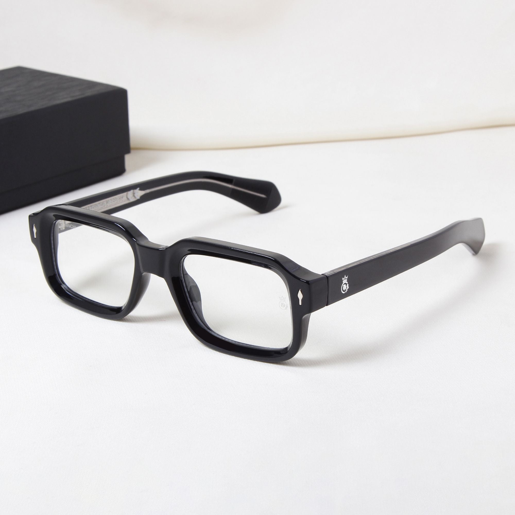 Crownchi Marsella Black Clear Square Sunglasses