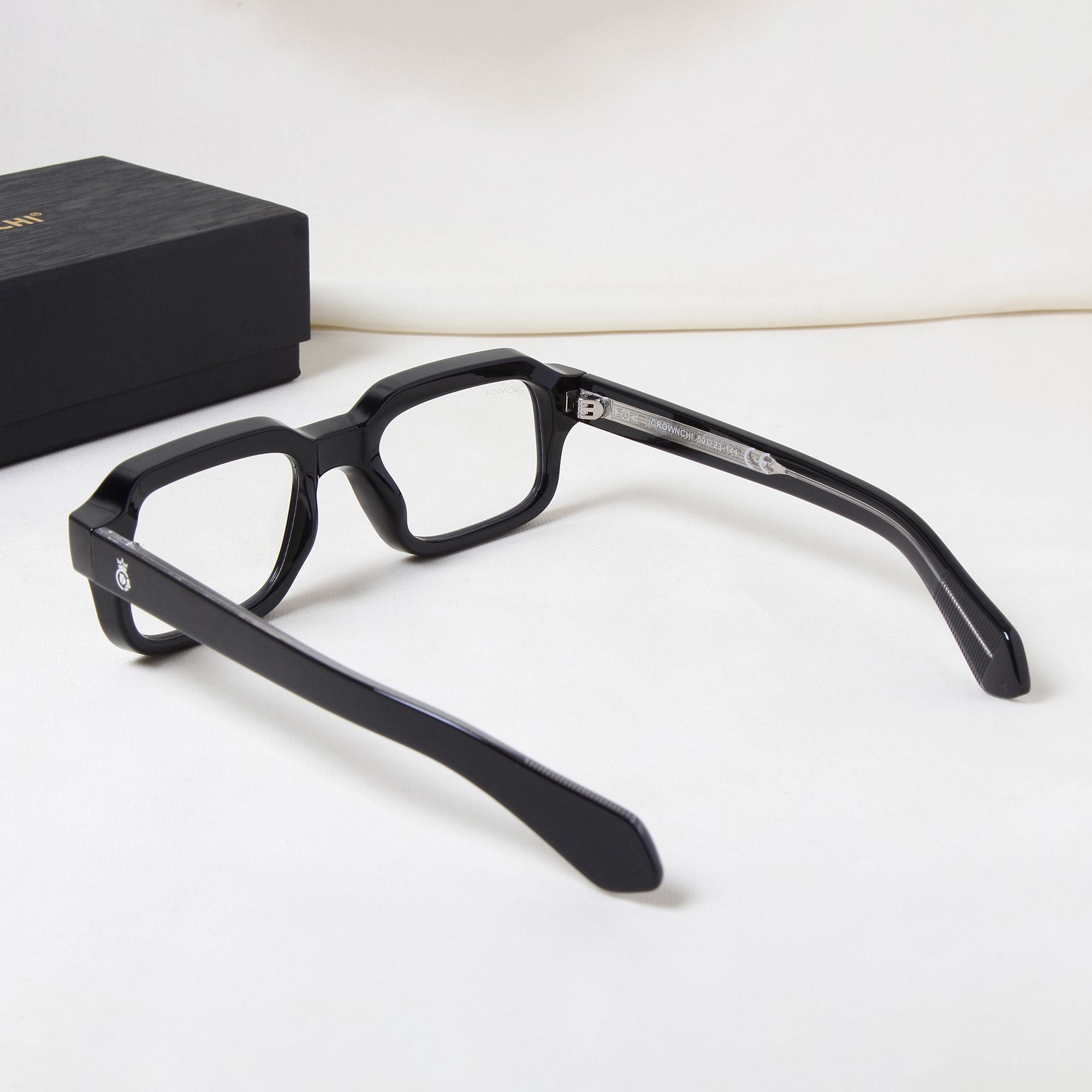 Crownchi Marsella Black Clear Square Sunglasses