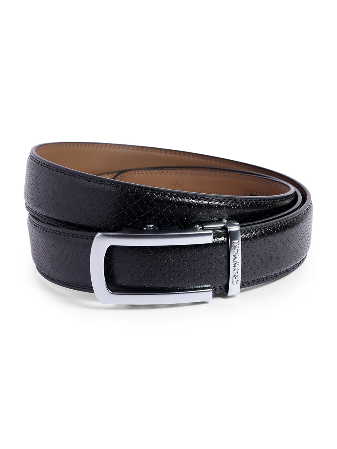 Sydney Silver Black Leather Belt for Men