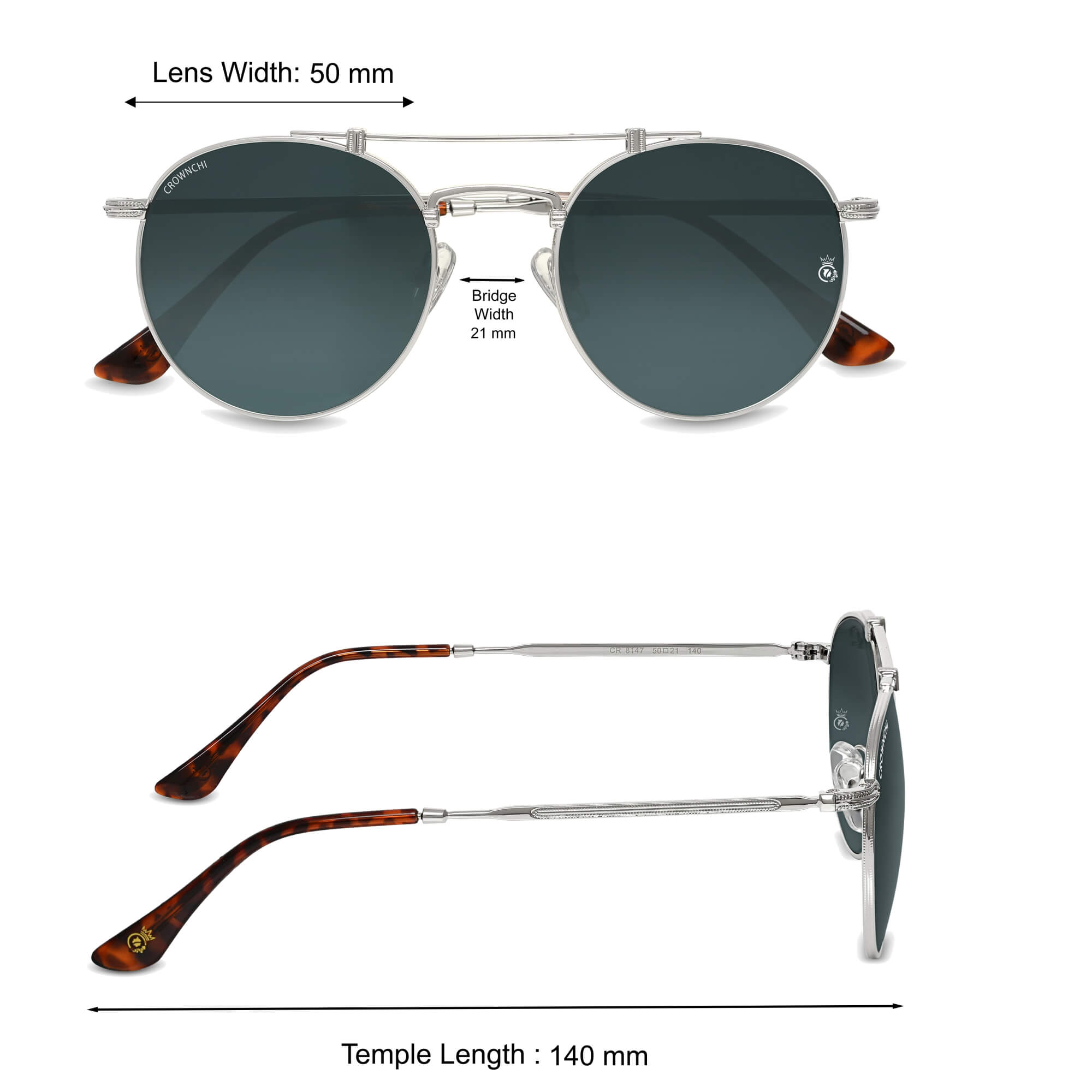 Tokyo Silver Black Upper Bridge Round Edition Sunglasses