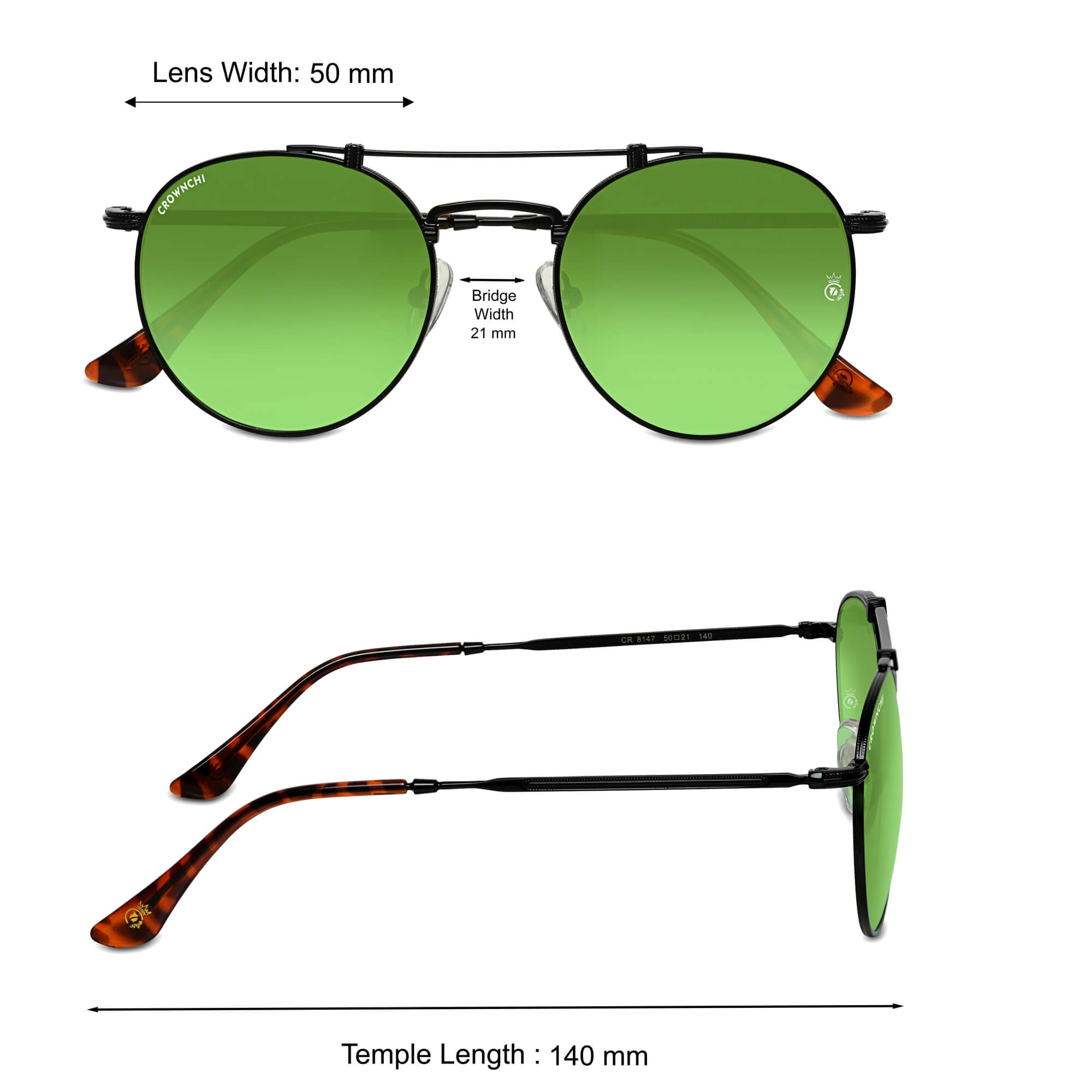 Tokyo Black Candy Green Upper Bridge Round Edition Sunglasses
