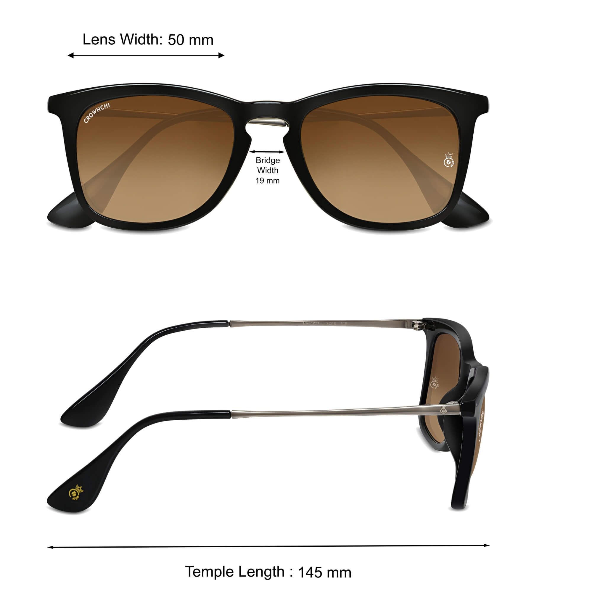 Sparrow Black Brown Gradient Square Edition Sunglasses