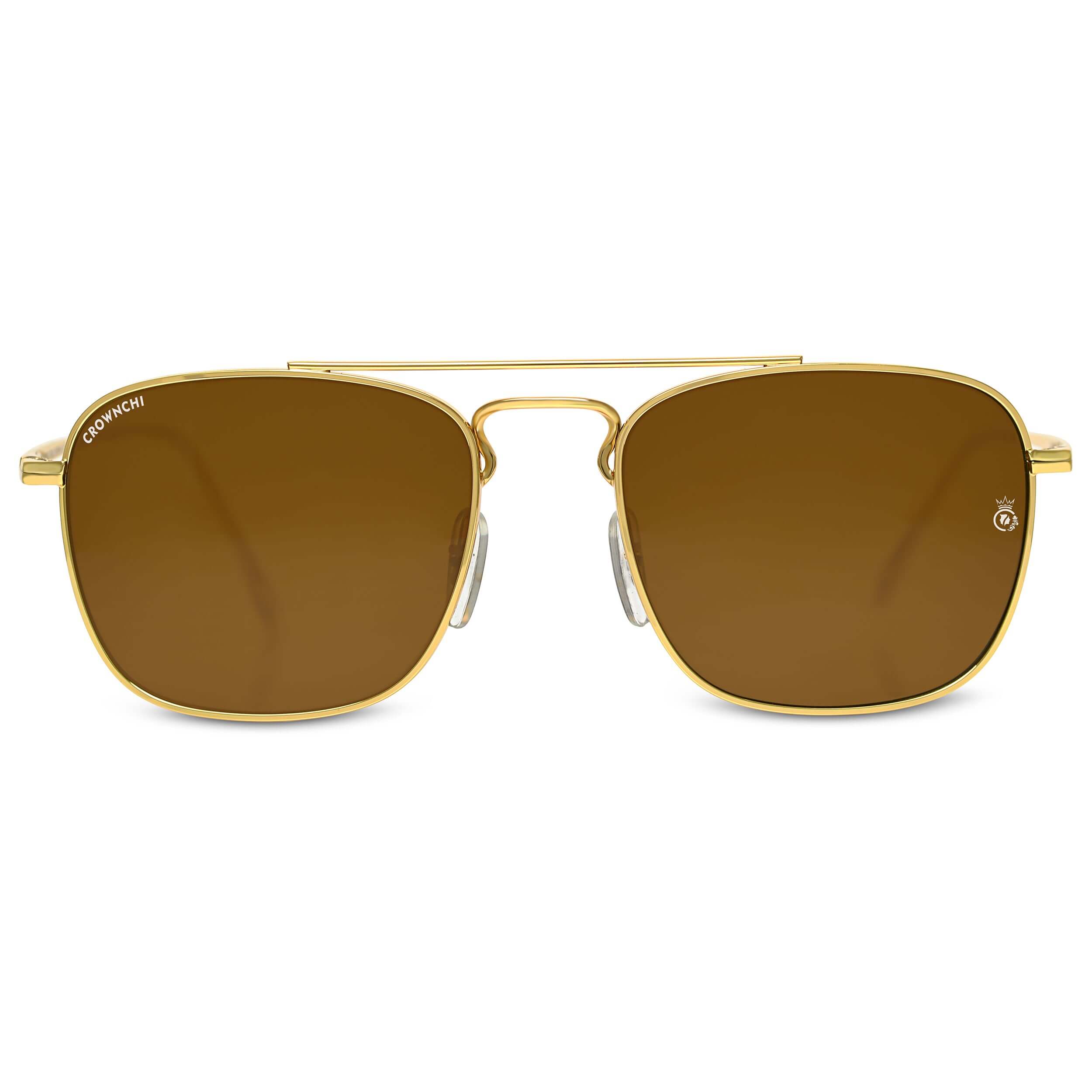 Denver Gold Brown Square Edition Sunglasses
