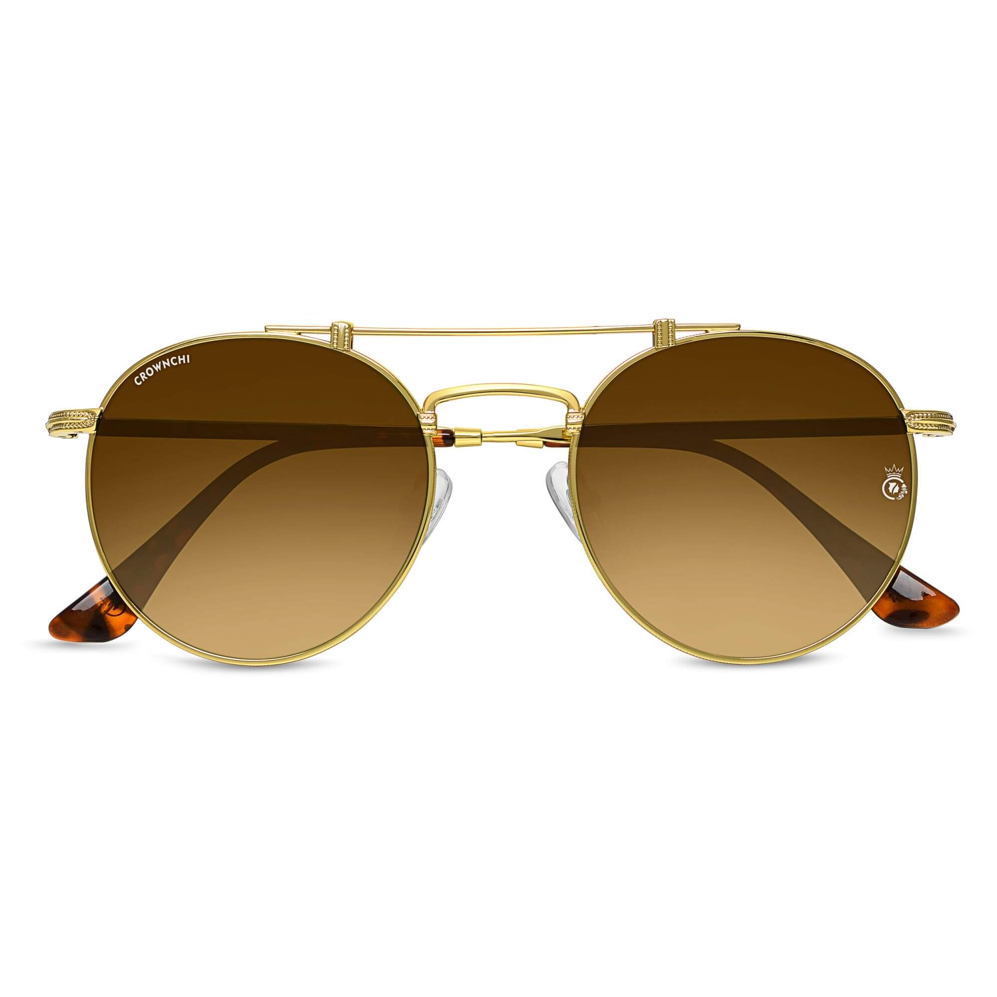 Tokyo Gold Brown Gradient Upper Bridge Round Edition Sunglasses