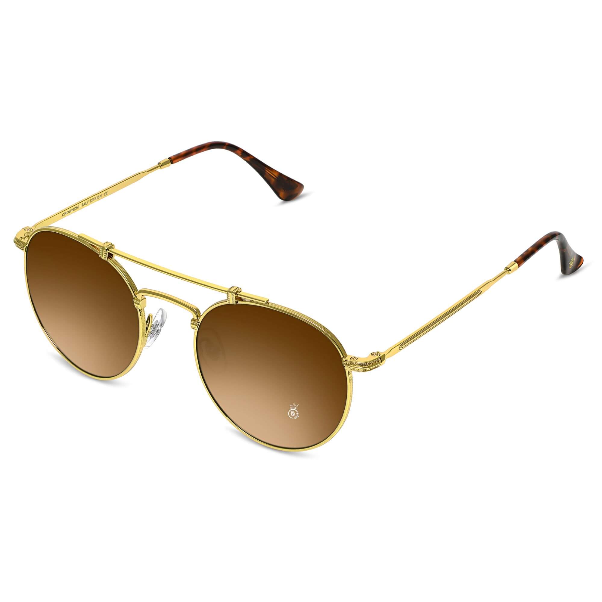 Tokyo Gold Brown Gradient Upper Bridge Round Edition Sunglasses