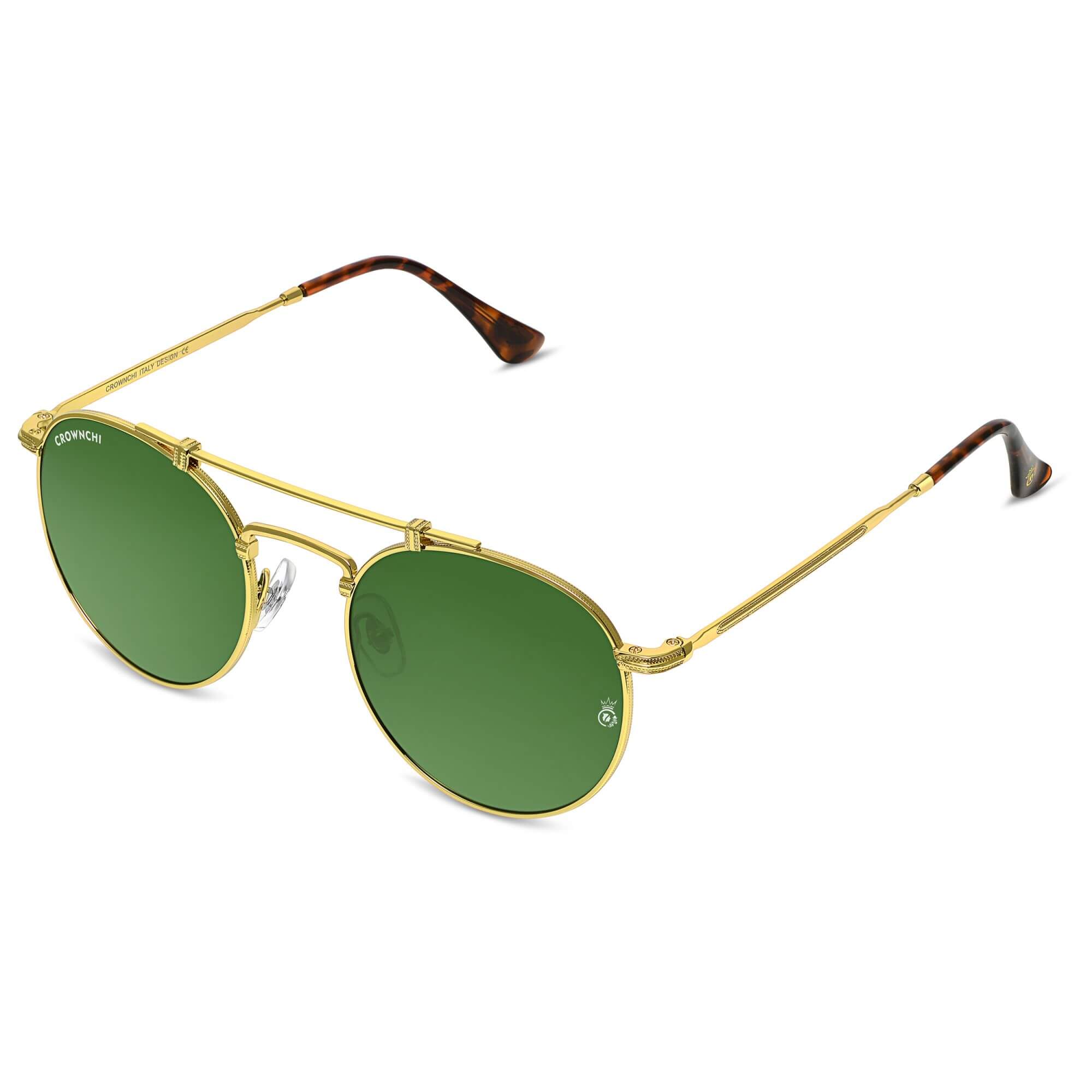 Tokyo Gold Green Upper Bridge Round Edition Sunglasses