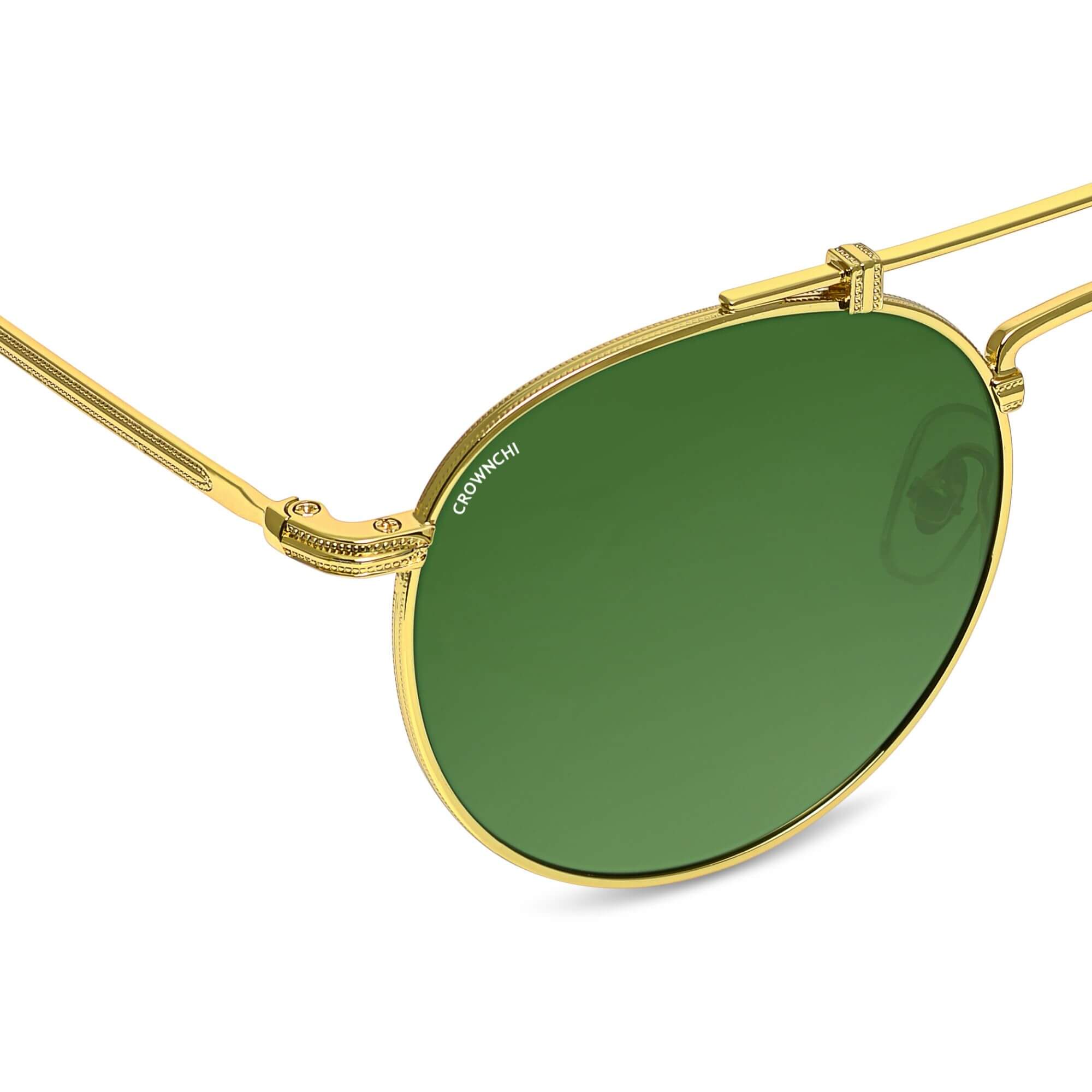 Tokyo Gold Green Upper Bridge Round Edition Sunglasses