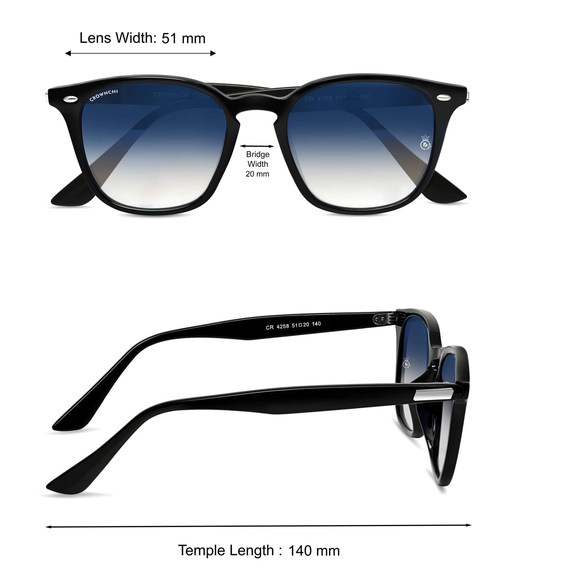 Asgard Black Blue Gradient Square Edition Sunglasses