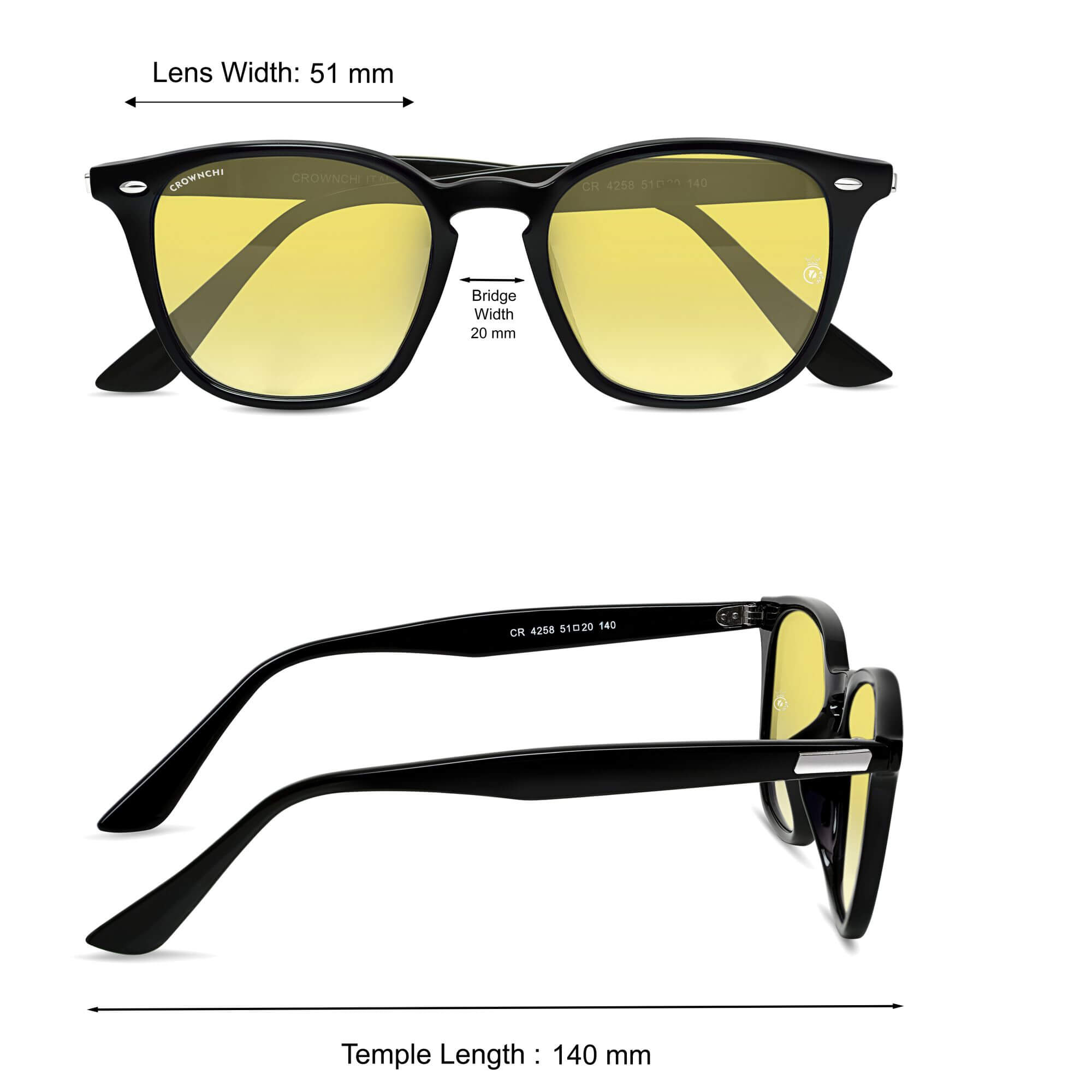Asgard Black Yellow Square Edition Sunglasses