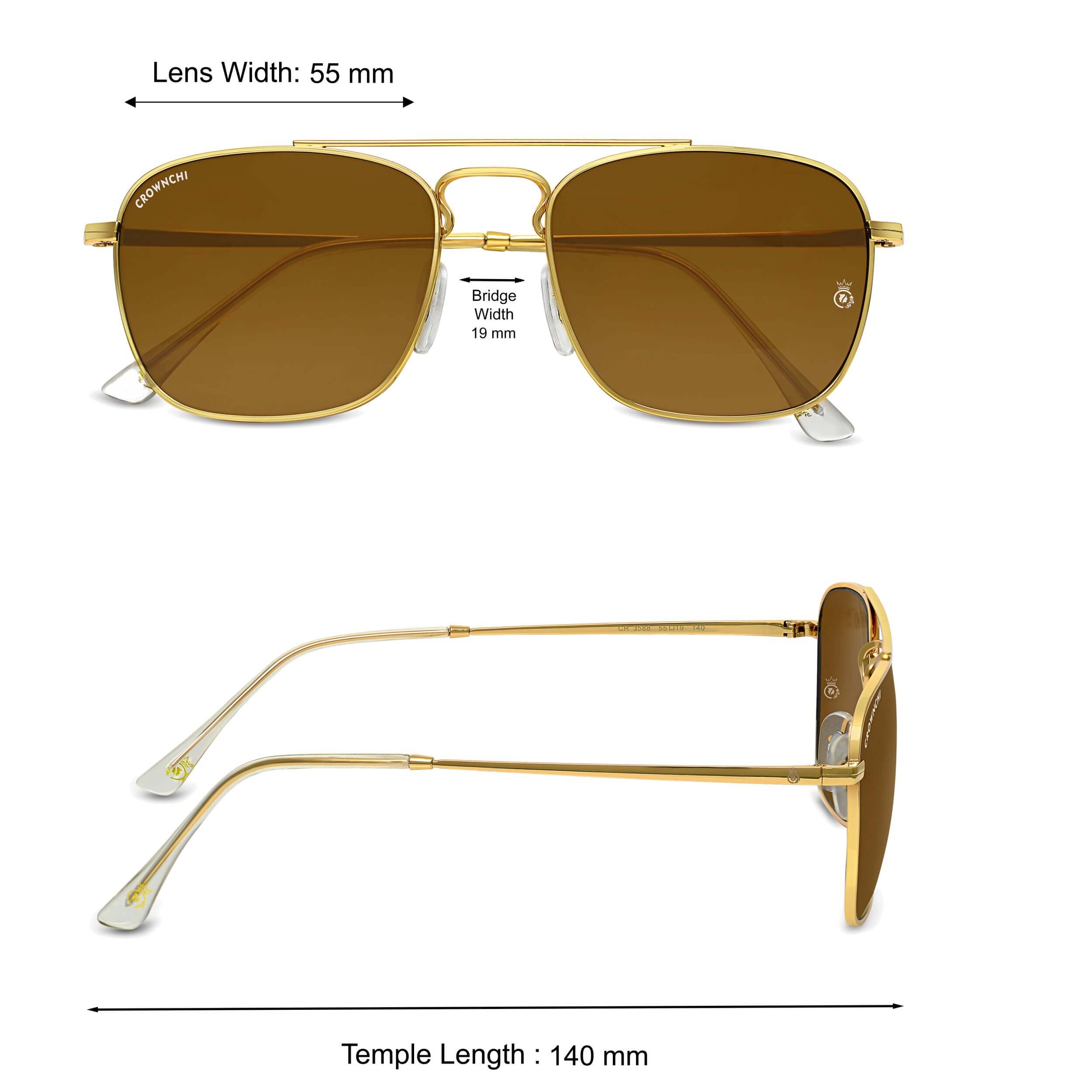 Denver Gold Brown Square Edition Sunglasses