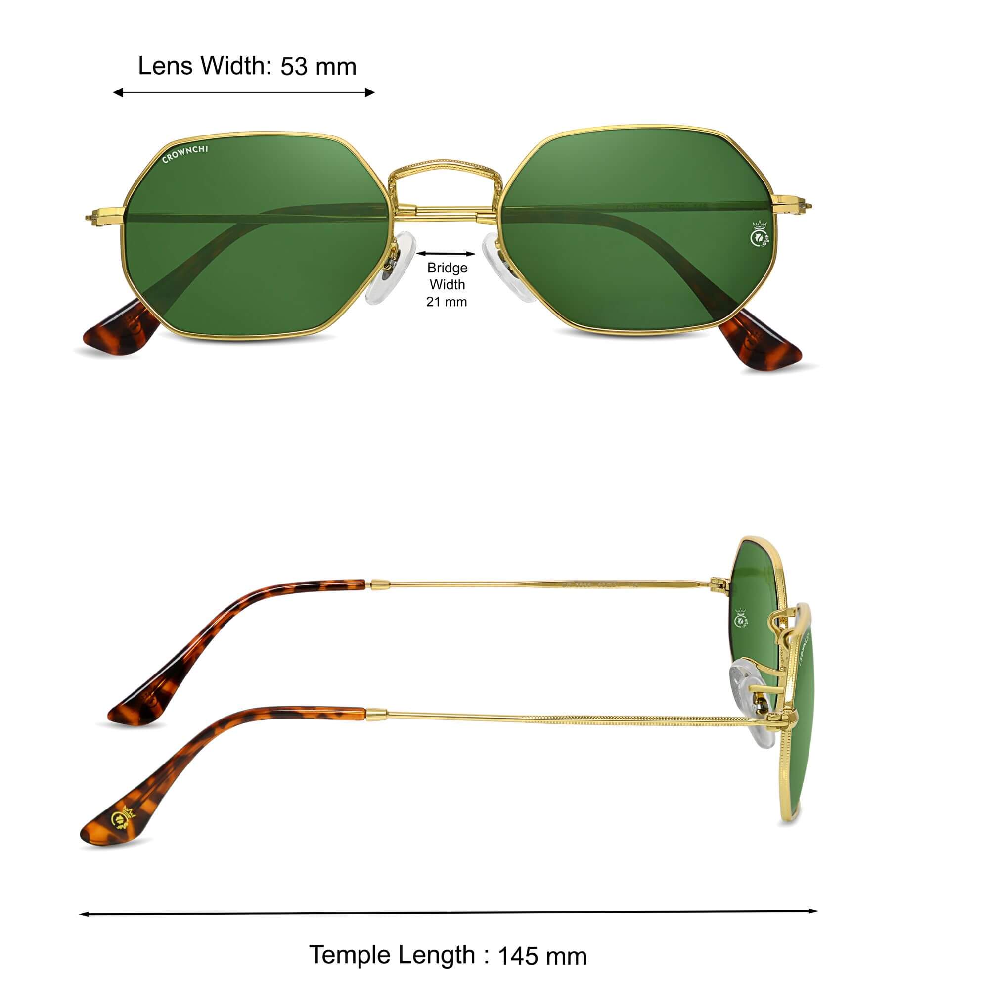 Marcus Gold Green Rectangle Edition Sunglasses
