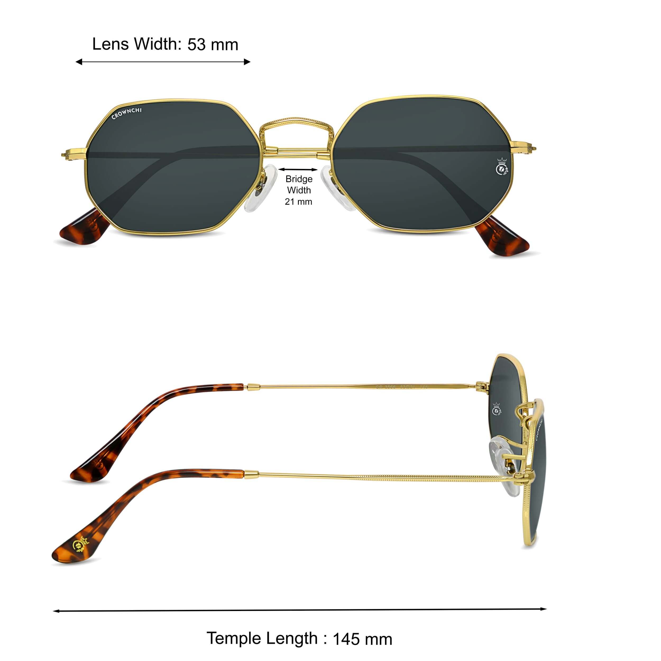 Marcus Gold Black Rectangle Edition Sunglasses