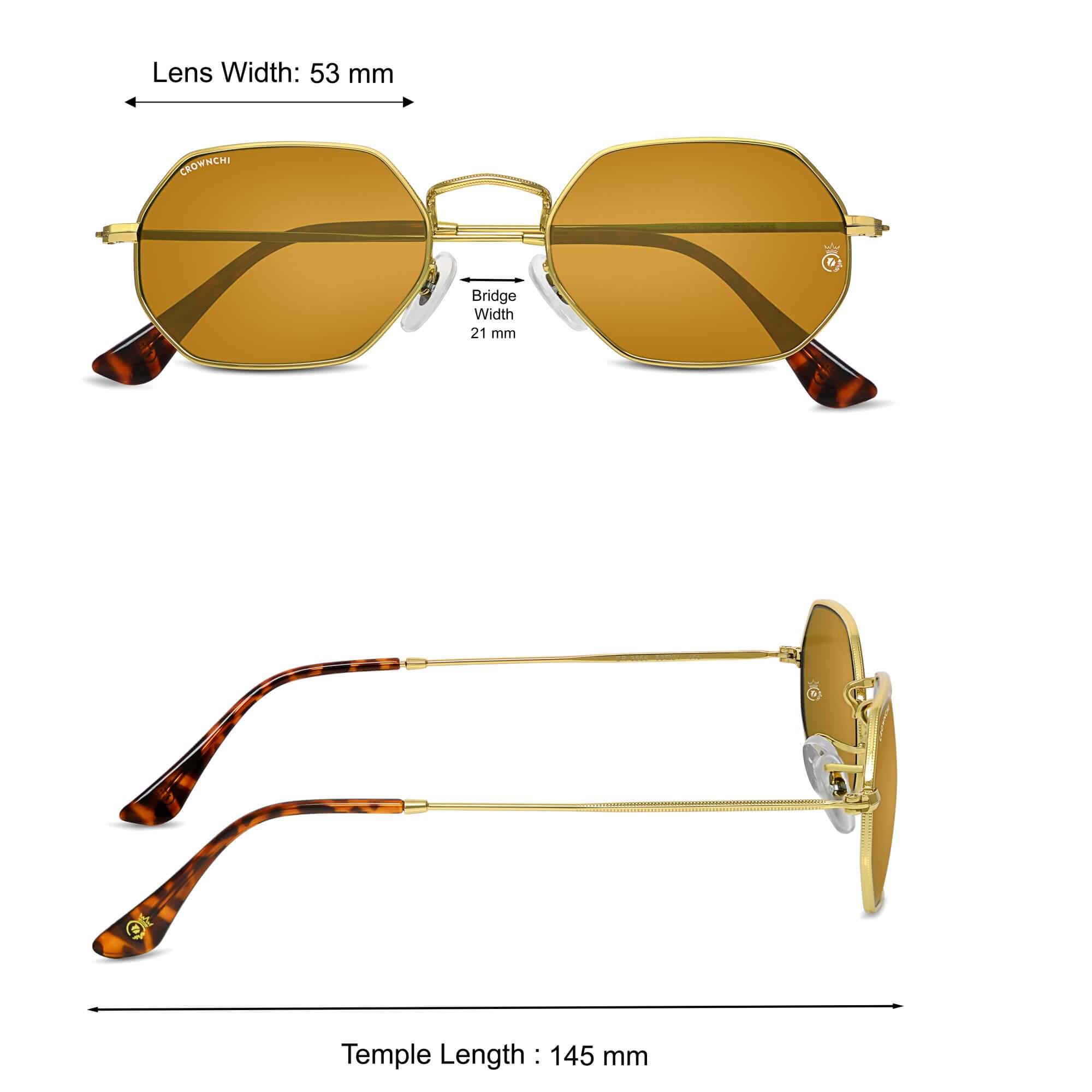 Marcus Gold Brown Rectangle Edition Sunglasses