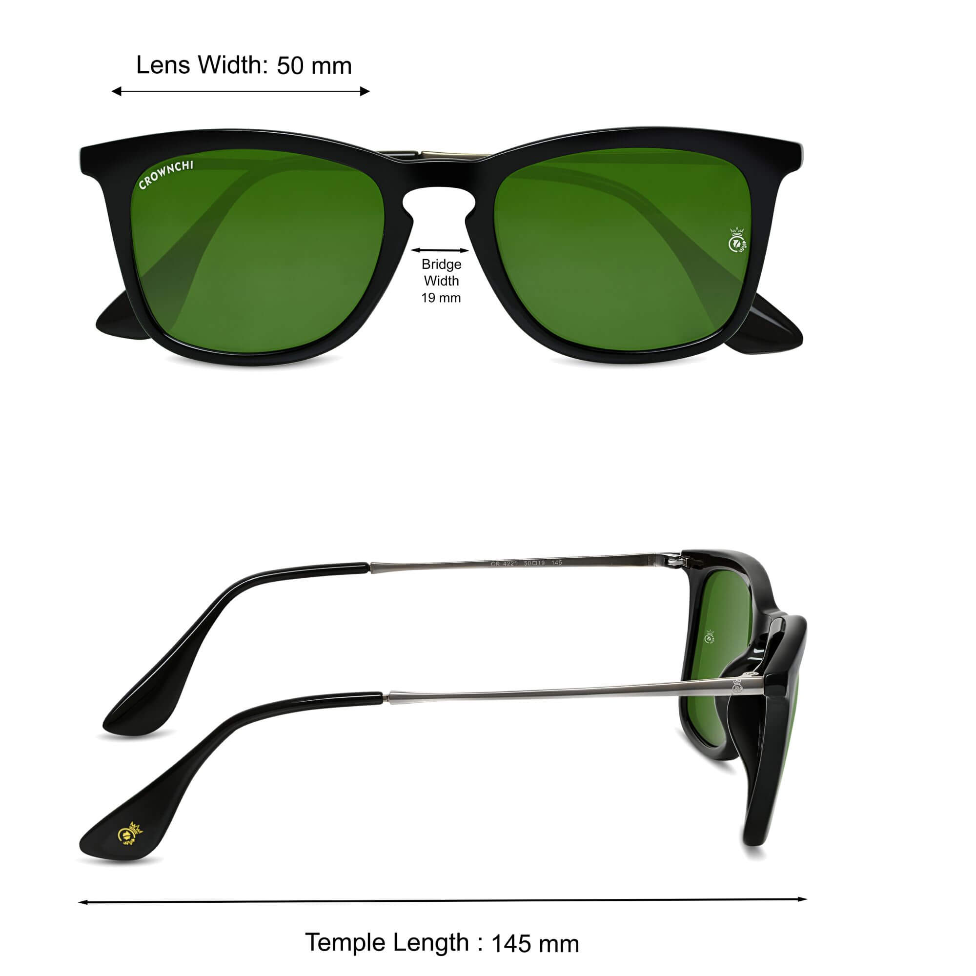 Sparrow Black Green Square Edition Sunglasses