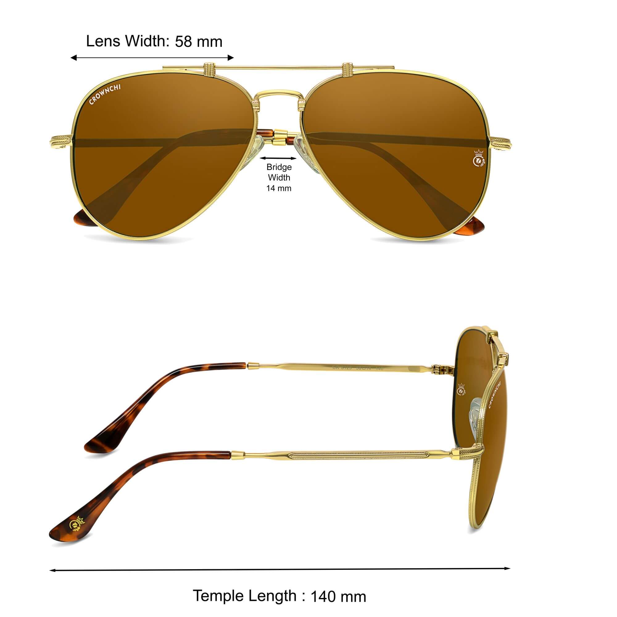 Wingman Gold Brown Pilot Edition Sunglasses