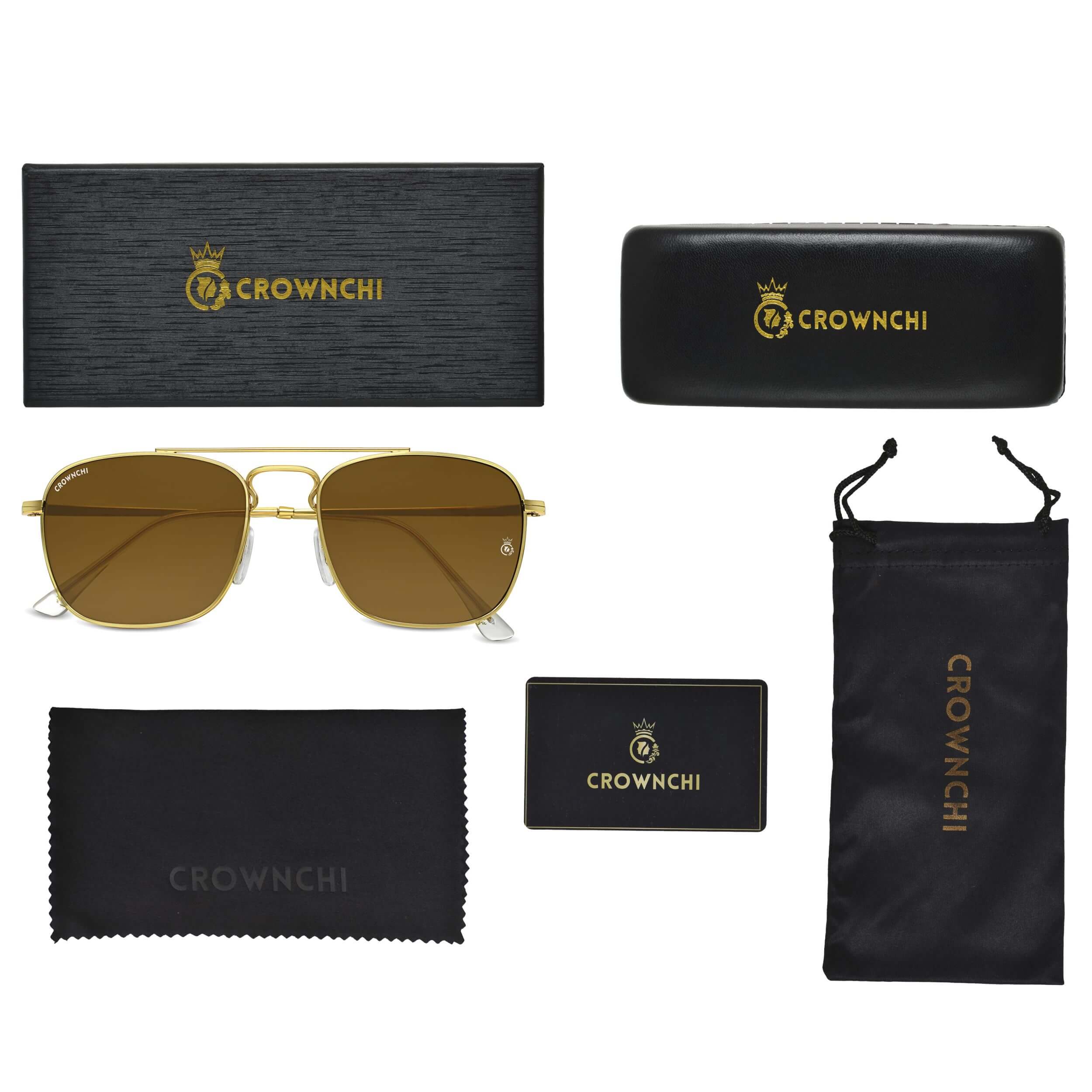 Denver Gold Brown Square Edition Sunglasses